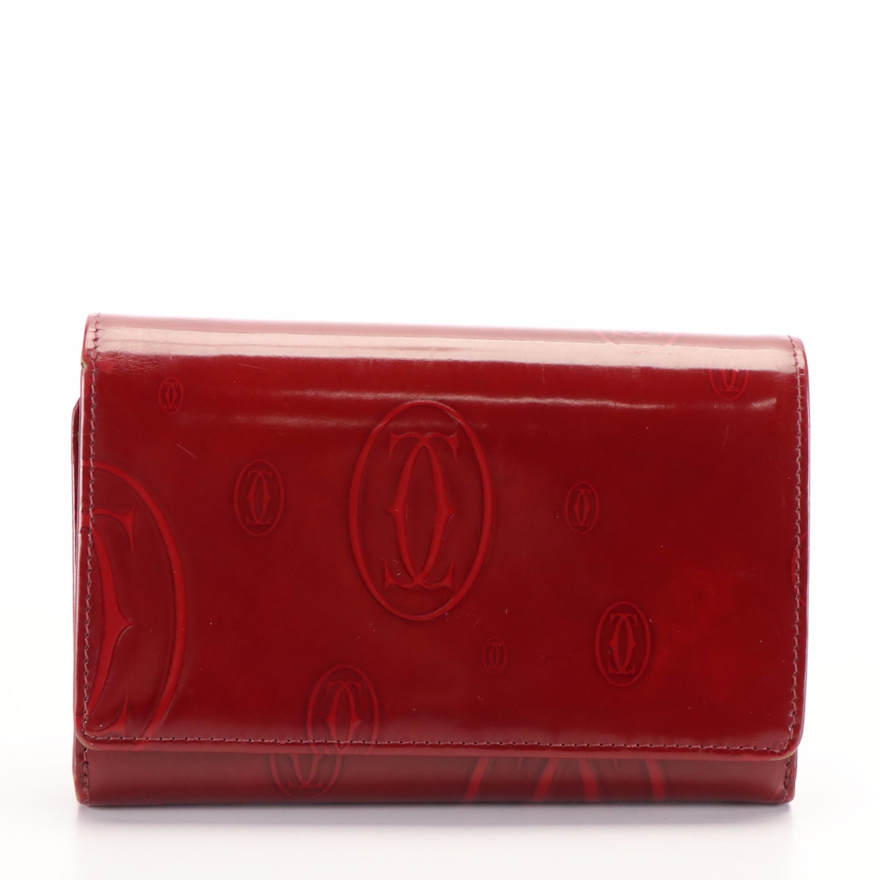 Cartier Happy Birthday Dark Red Patent Leather Continental Wallet