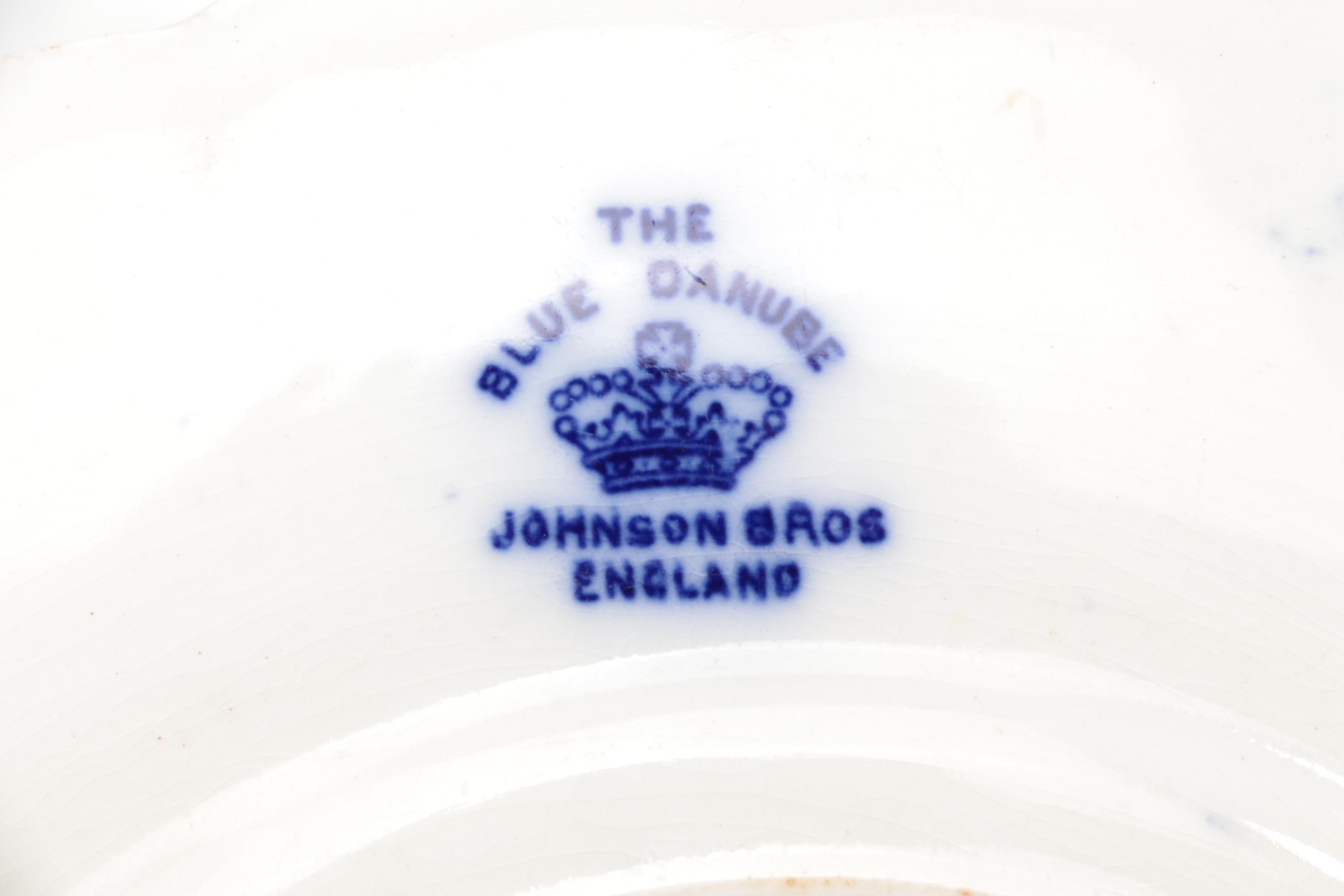 Johnson Bros "The Blue Danube" Flow Blue Ironstone Plates, Late 19th C