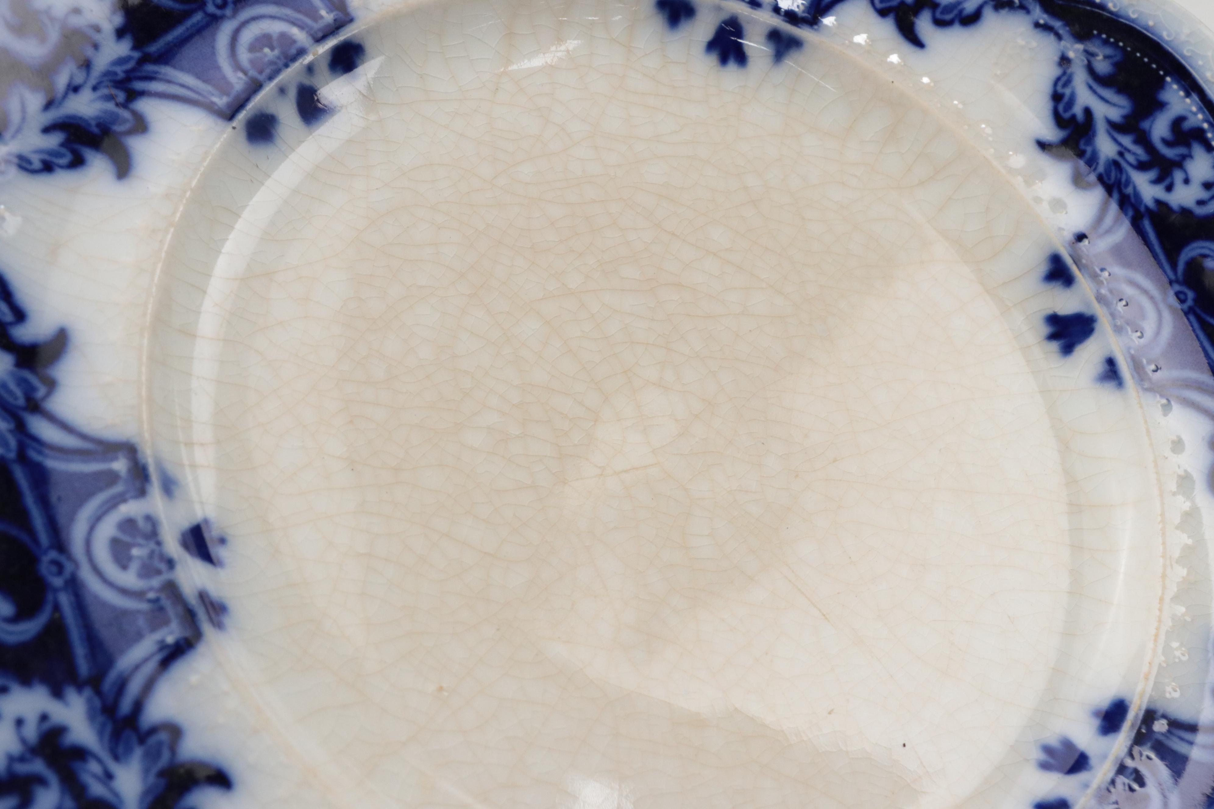 Johnson Bros "The Blue Danube" Flow Blue Ironstone Plates, Late 19th C