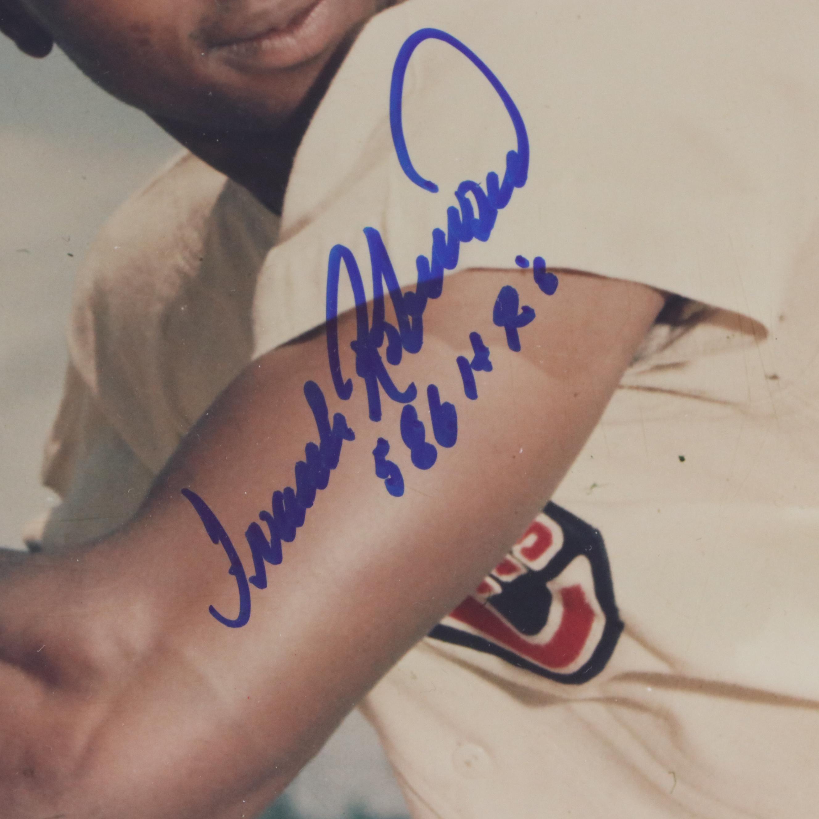 Frank Robinson Signed "586 HRs" Cincinnati Reds Print in Matted Display