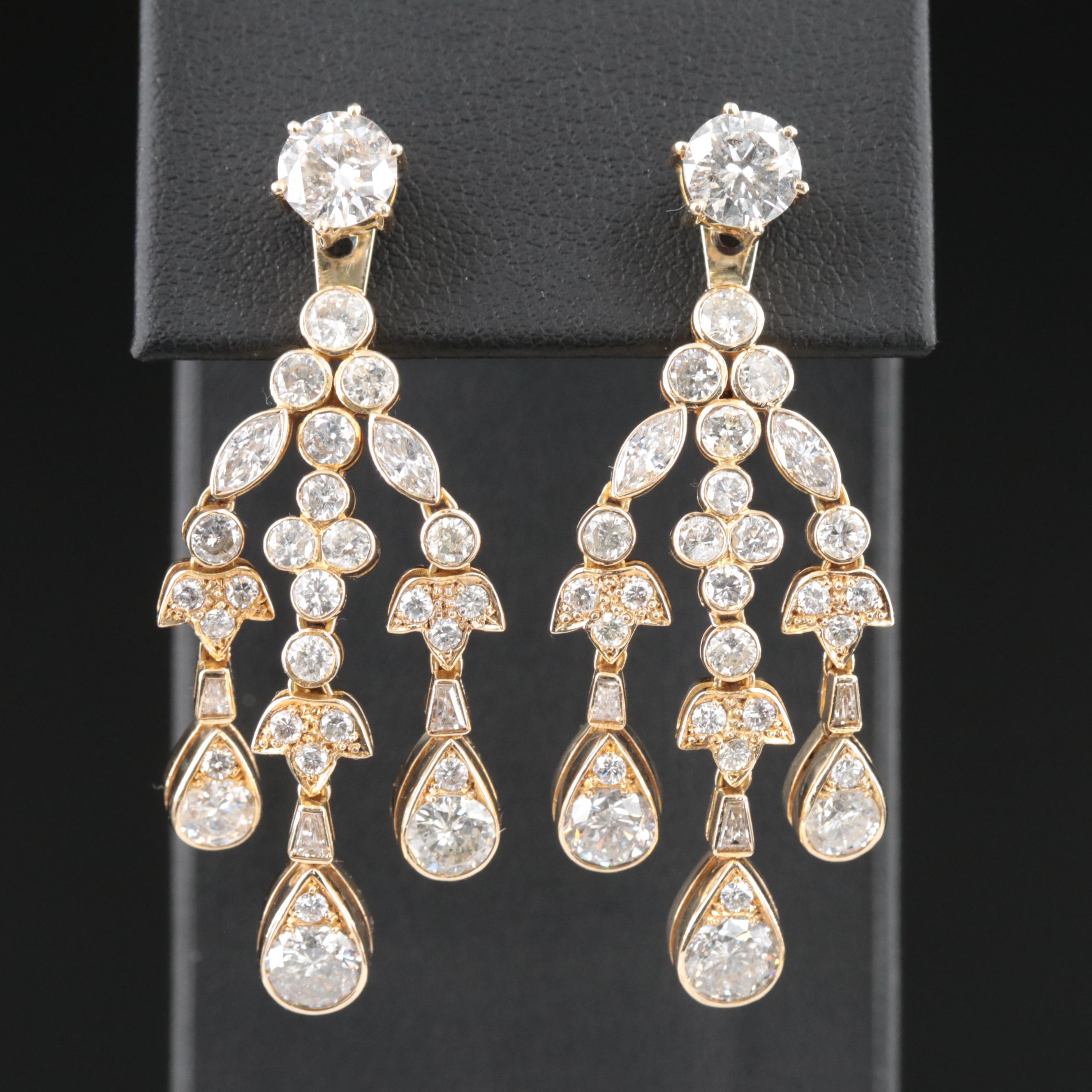 14K 6.73 CTW Diamond Stud and Girandole Enhancer Earring Set