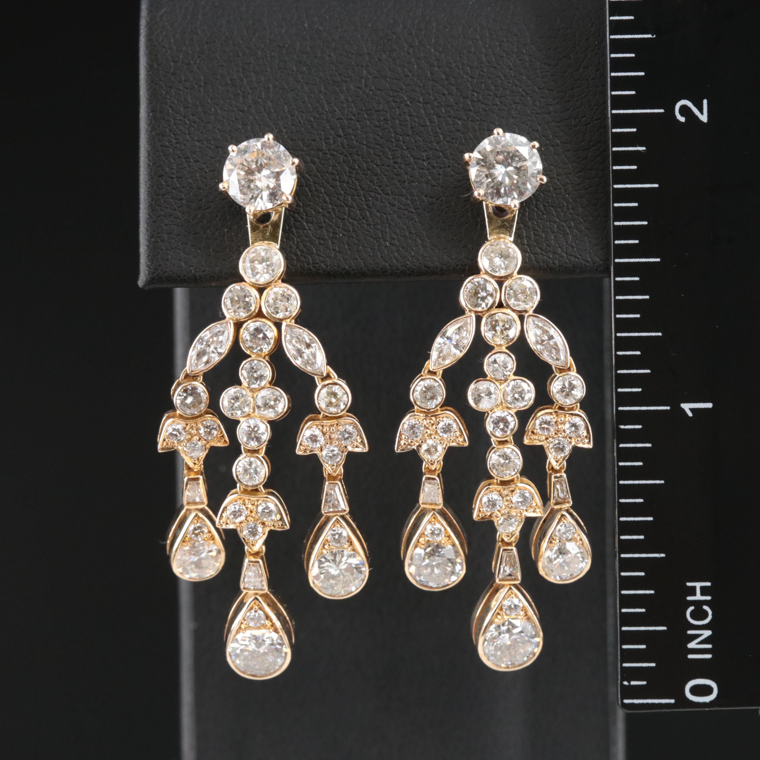 14K 6.73 CTW Diamond Stud and Girandole Enhancer Earring Set