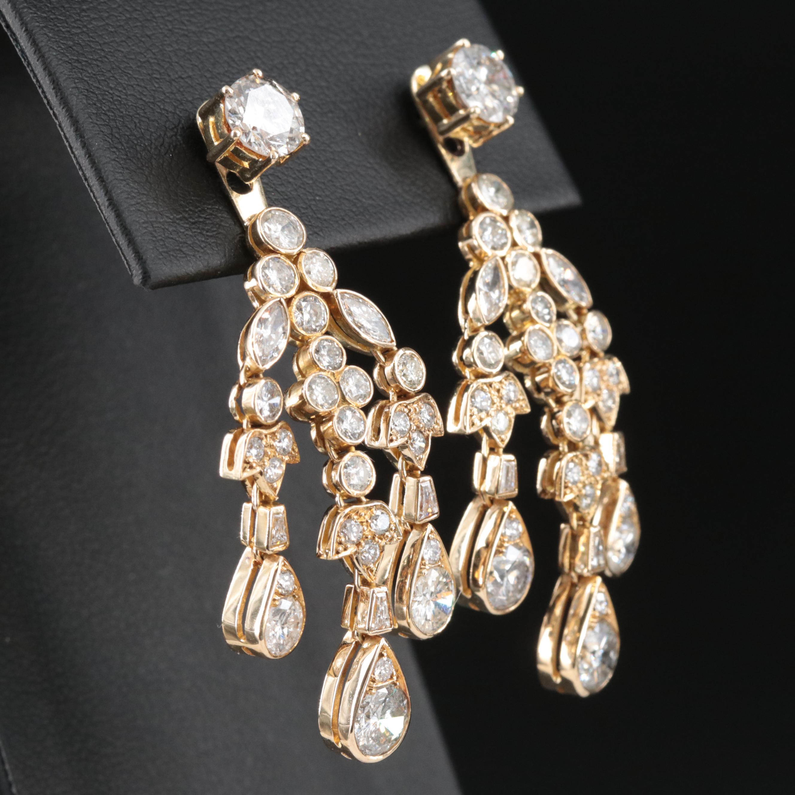 14K 6.73 CTW Diamond Stud and Girandole Enhancer Earring Set