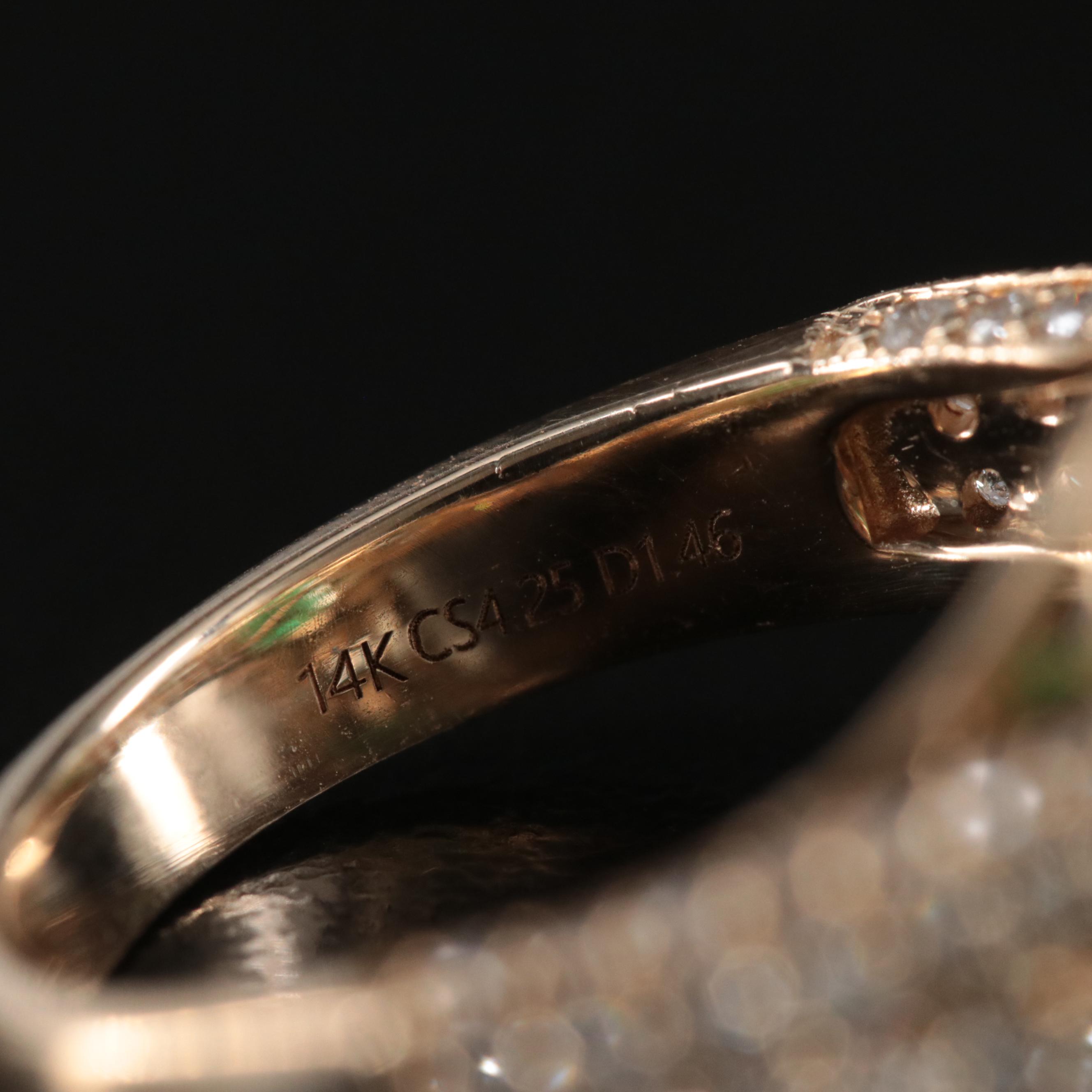 Ellanza 14K 4.25 CT Emerald and 1.46 CTW Diamond Ring