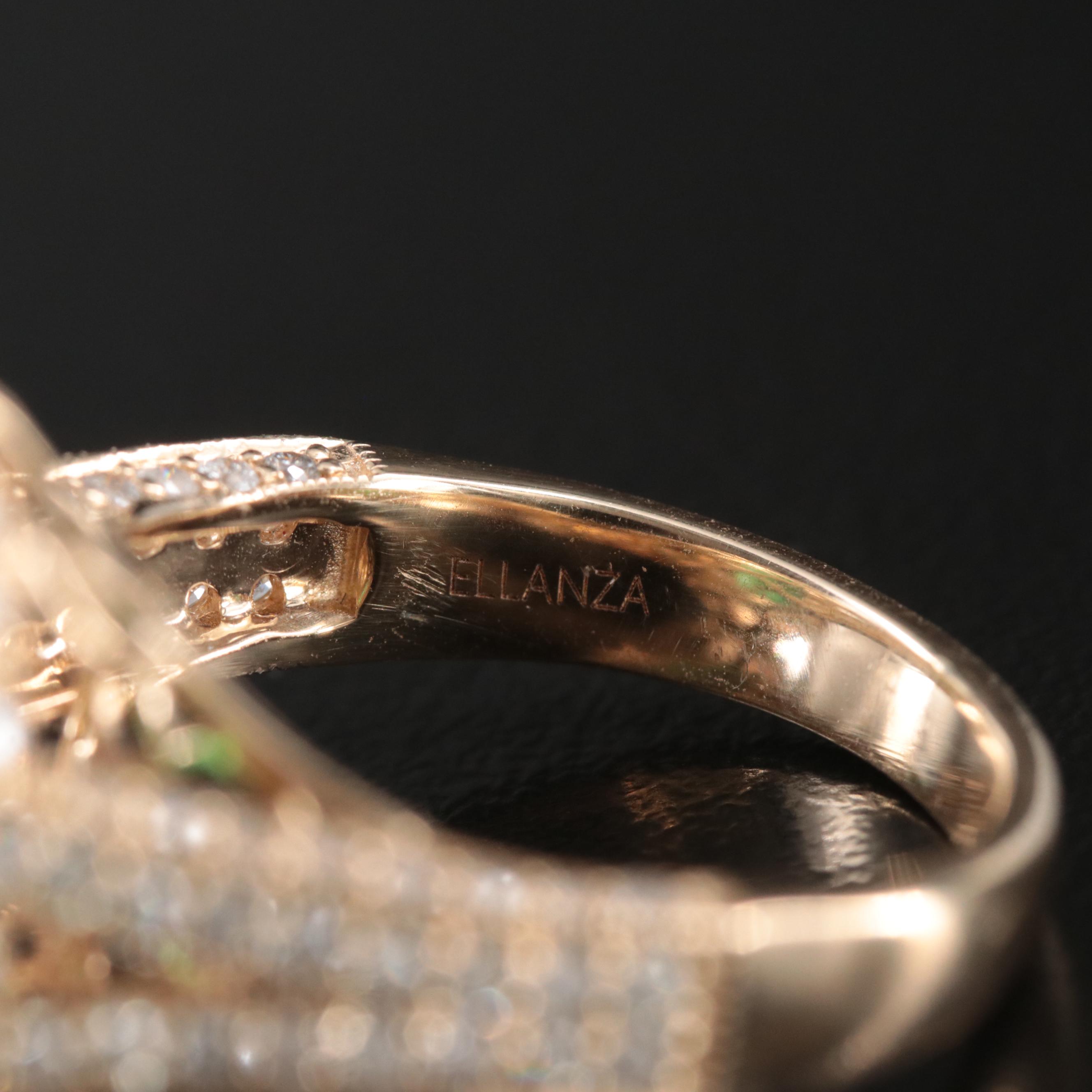Ellanza 14K 4.25 CT Emerald and 1.46 CTW Diamond Ring