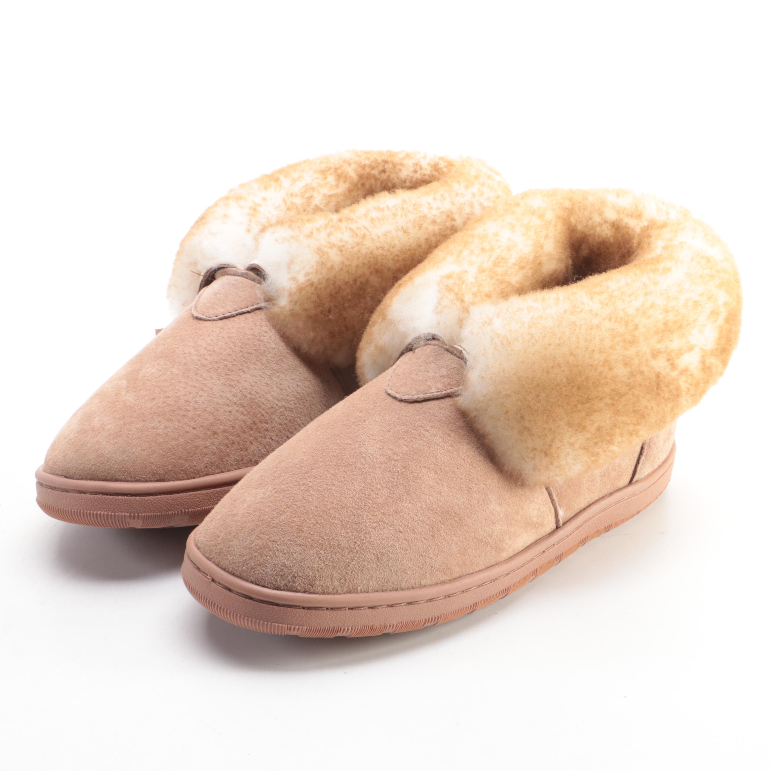 Men's Booties and Open-Toe Adjustable Slippers in Suede and Sheepskin with Boxes