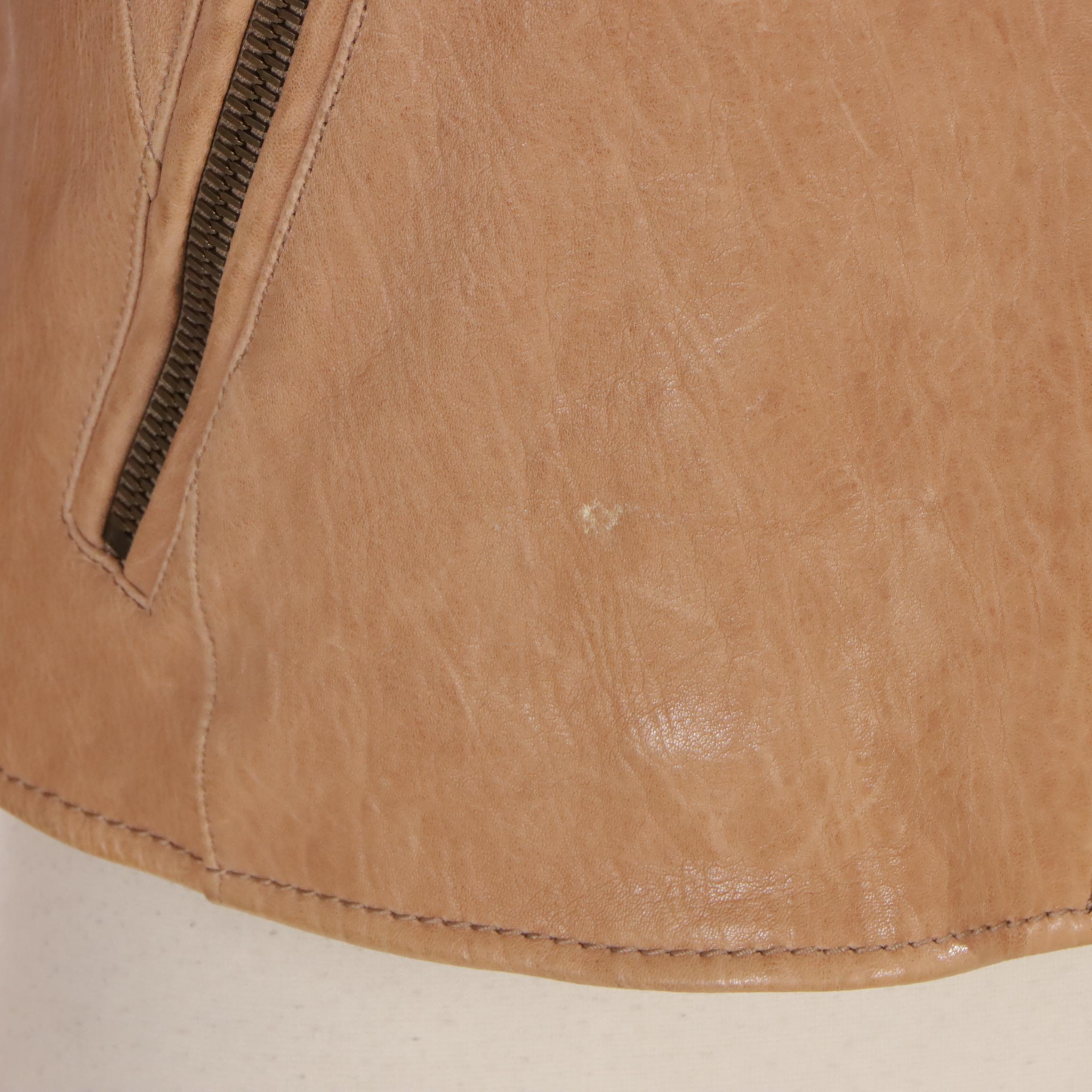 Prada Biker Jacket in Light Brown Lambskin Leather