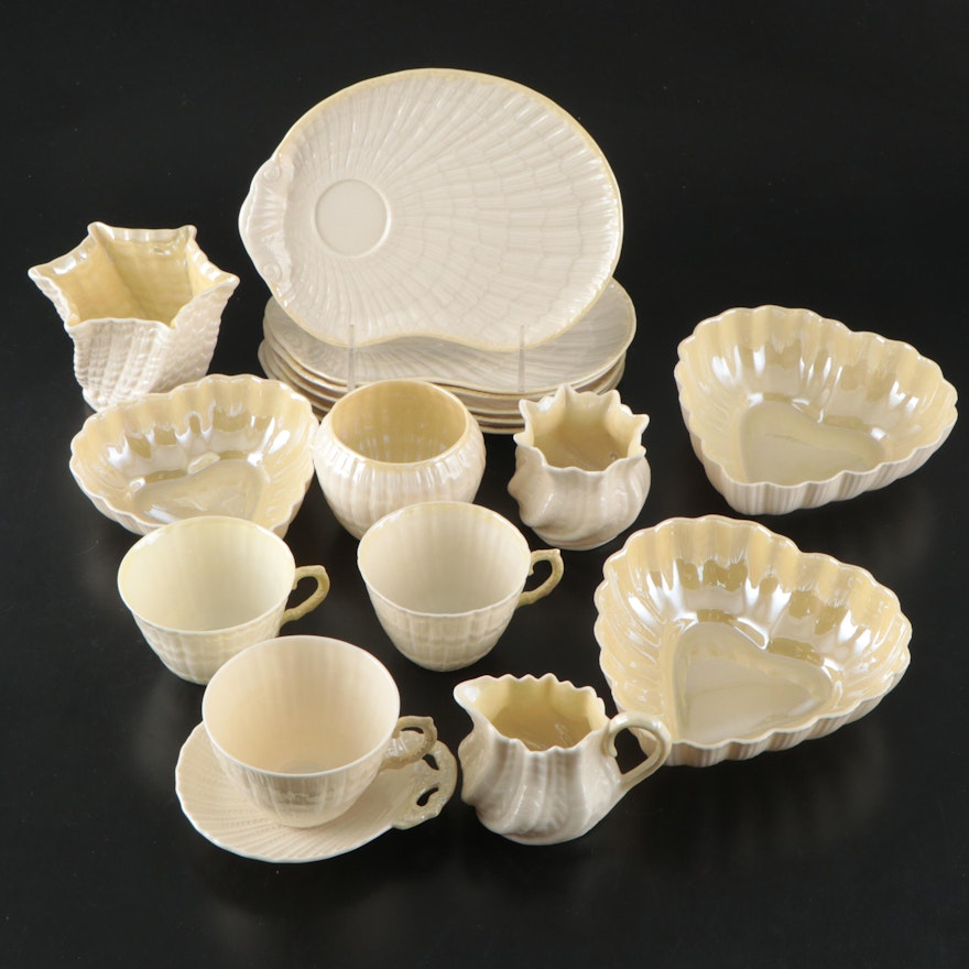 Belleek Porcelain "Limpet" Snack Sets and Other Tableware