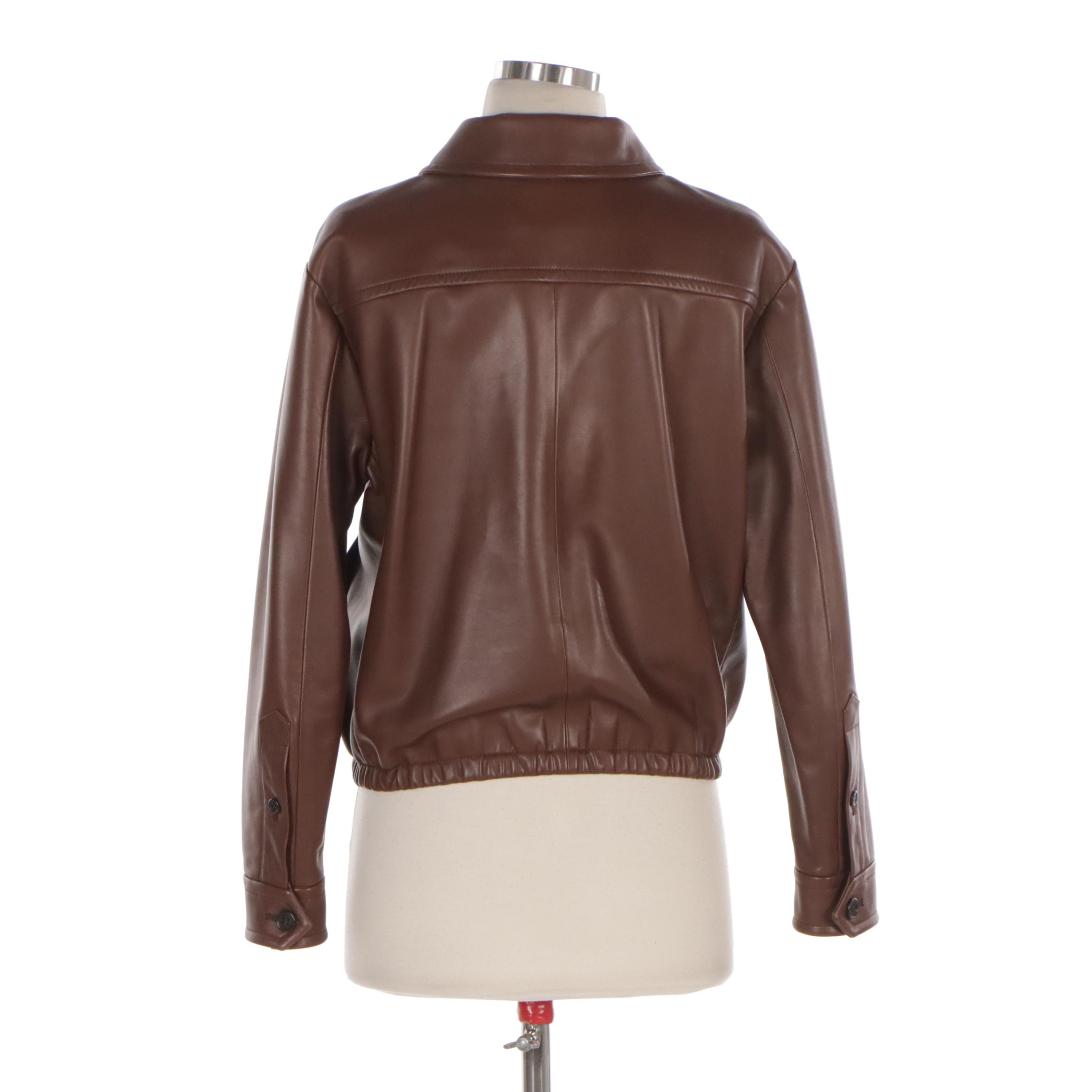 Prada Leather Jacket in Dark Brown Soft Lambskin Leather