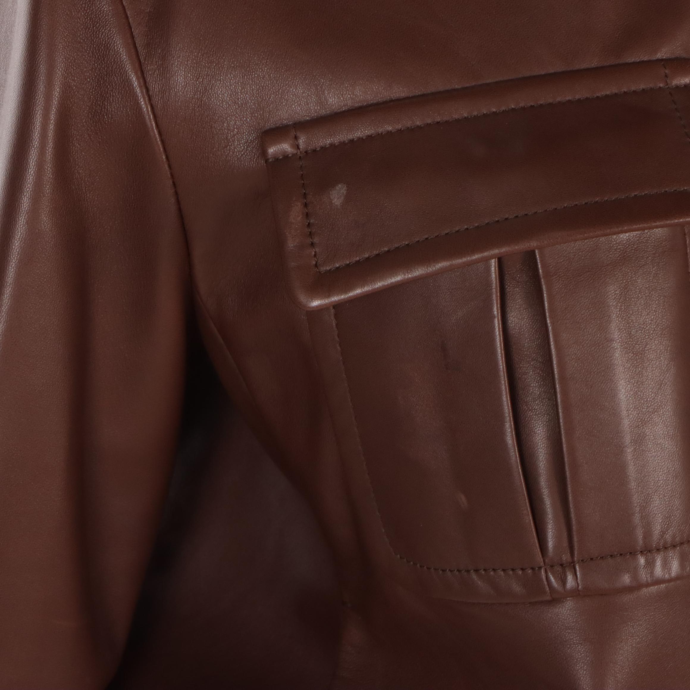 Prada Leather Jacket in Dark Brown Soft Lambskin Leather