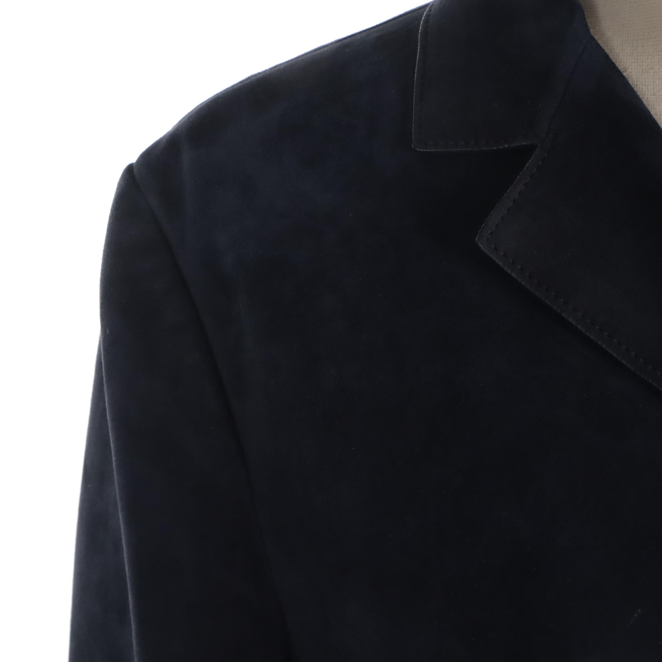 Prada Jacket in Navy Blue Suede Lambskin Leather