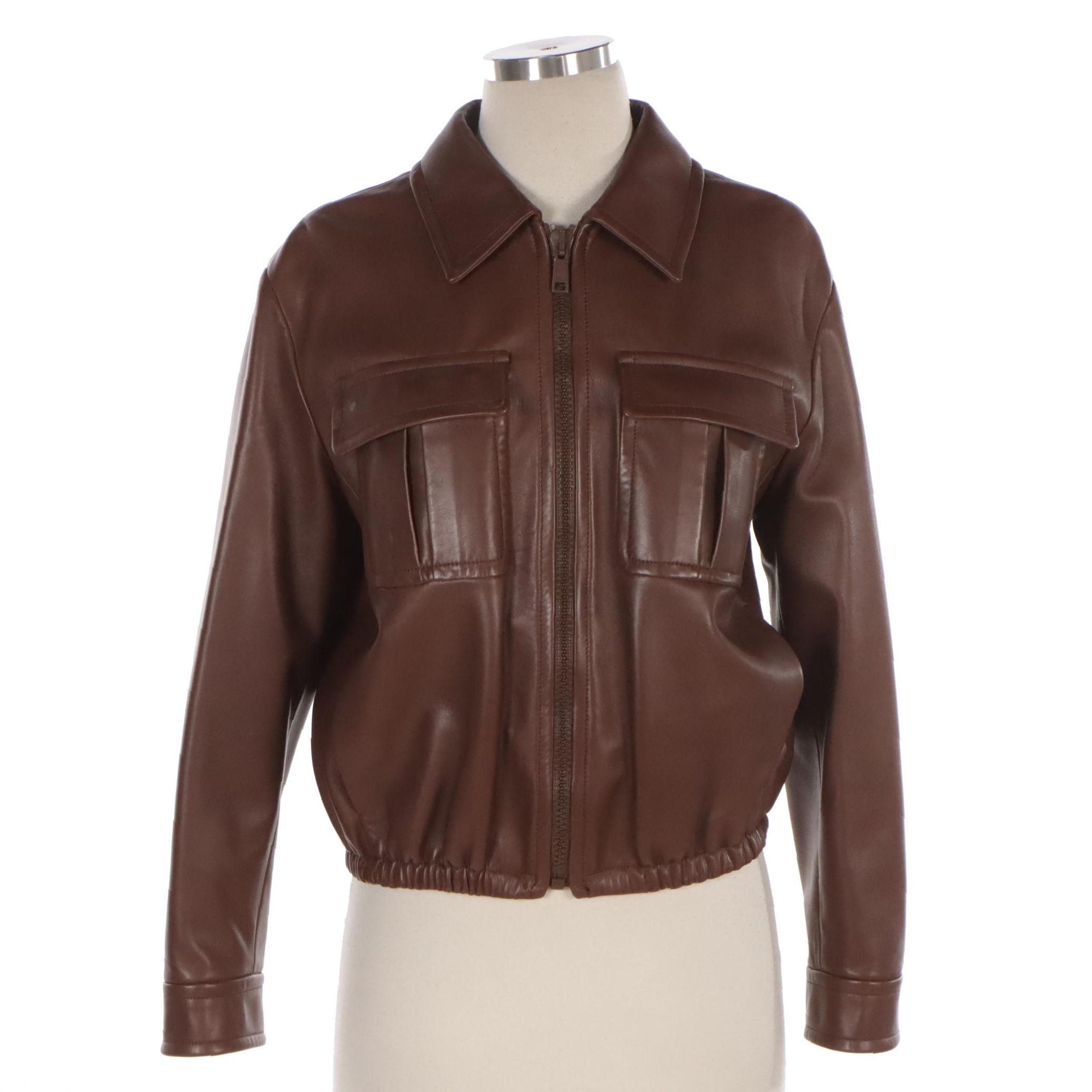 Prada Leather Jacket in Dark Brown Soft Lambskin Leather