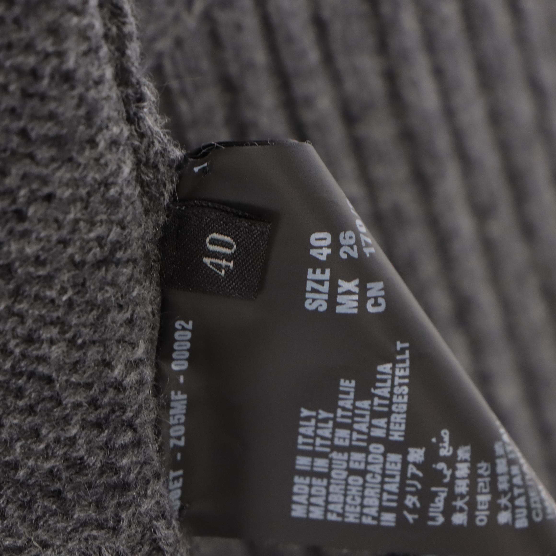 Prada Cardigan Sweater in Grey Cashmere with Glass Embellishment Detailing