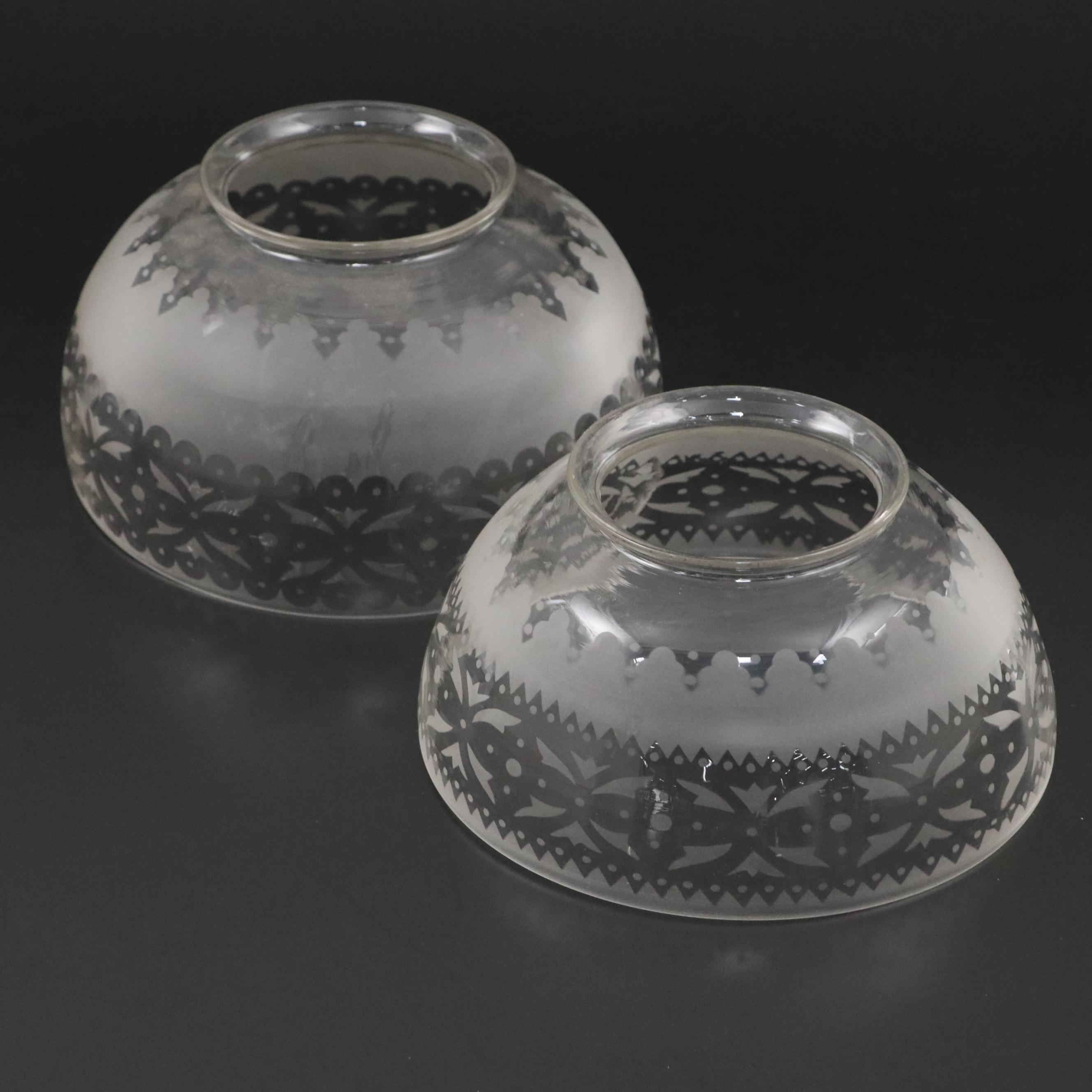 Late Victorian Style Etched Glass Shades