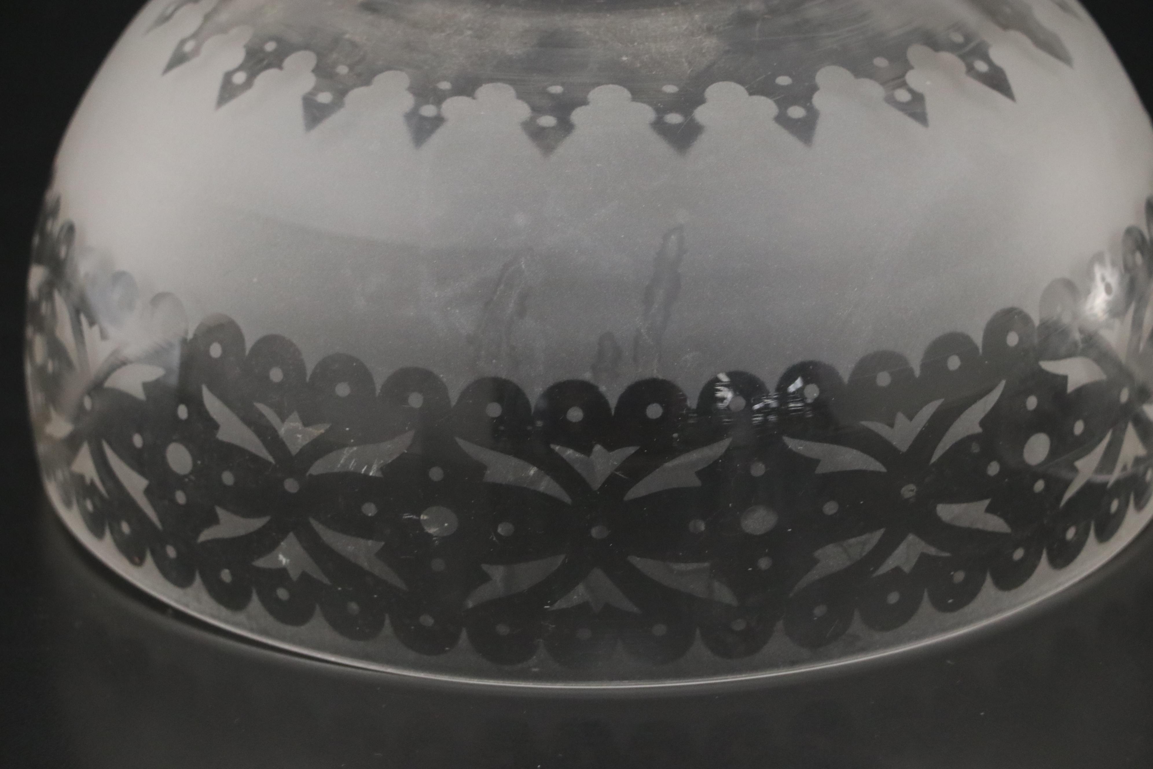 Late Victorian Style Etched Glass Shades