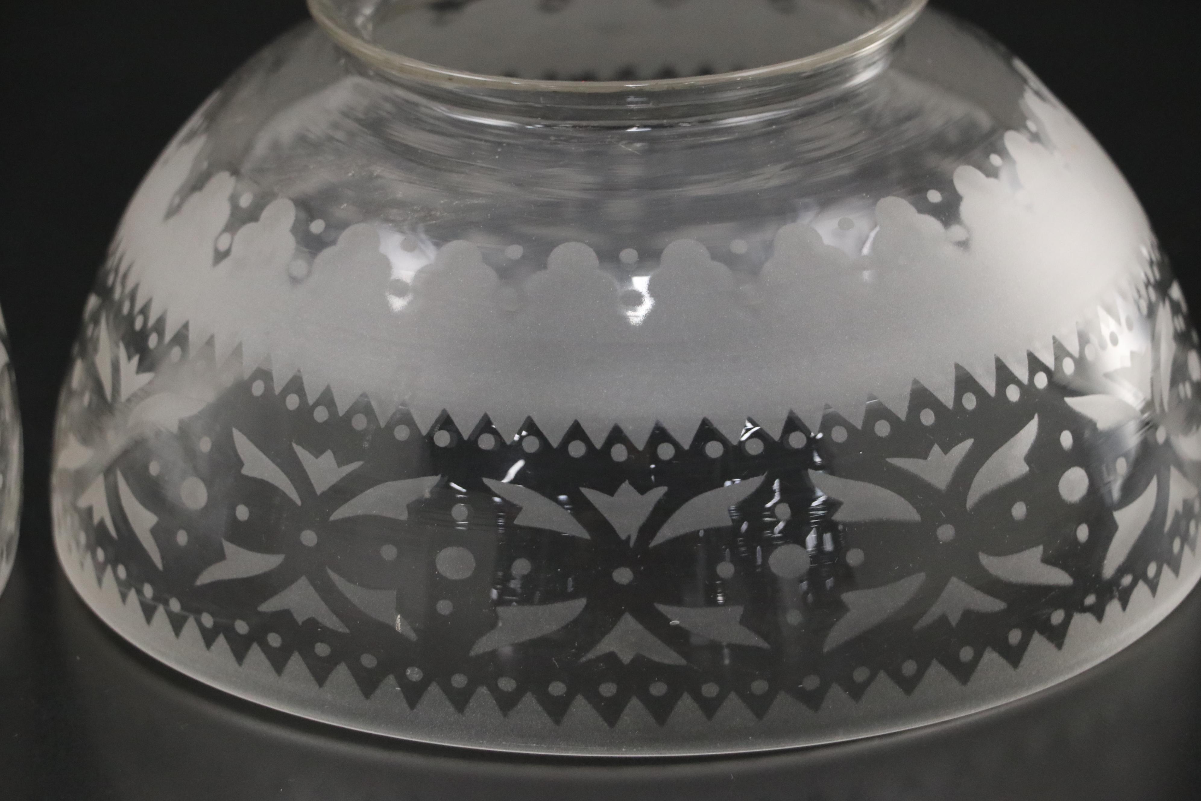 Late Victorian Style Etched Glass Shades