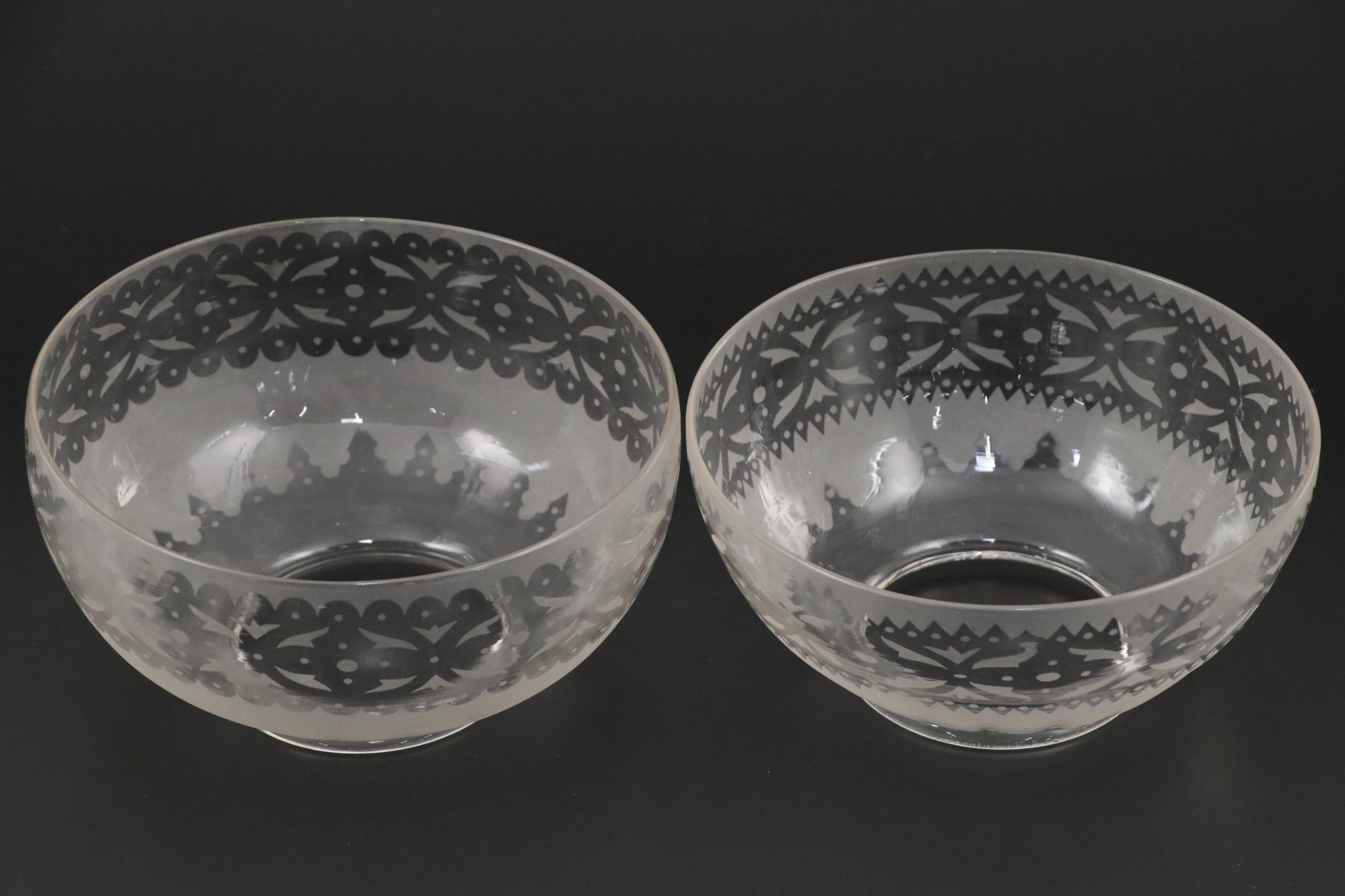 Late Victorian Style Etched Glass Shades