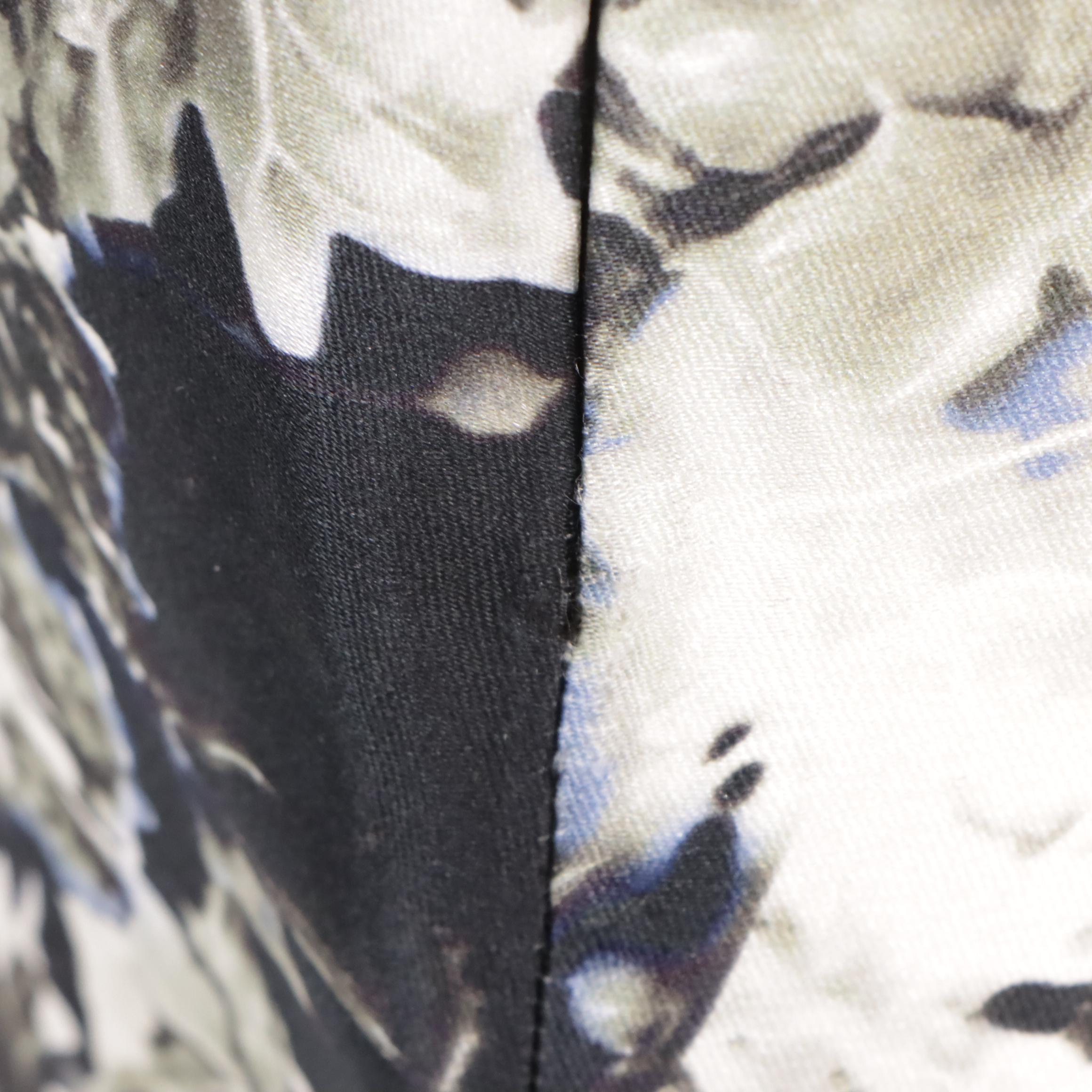 Prada Midi Skirt in Black and White Floral Print Silk