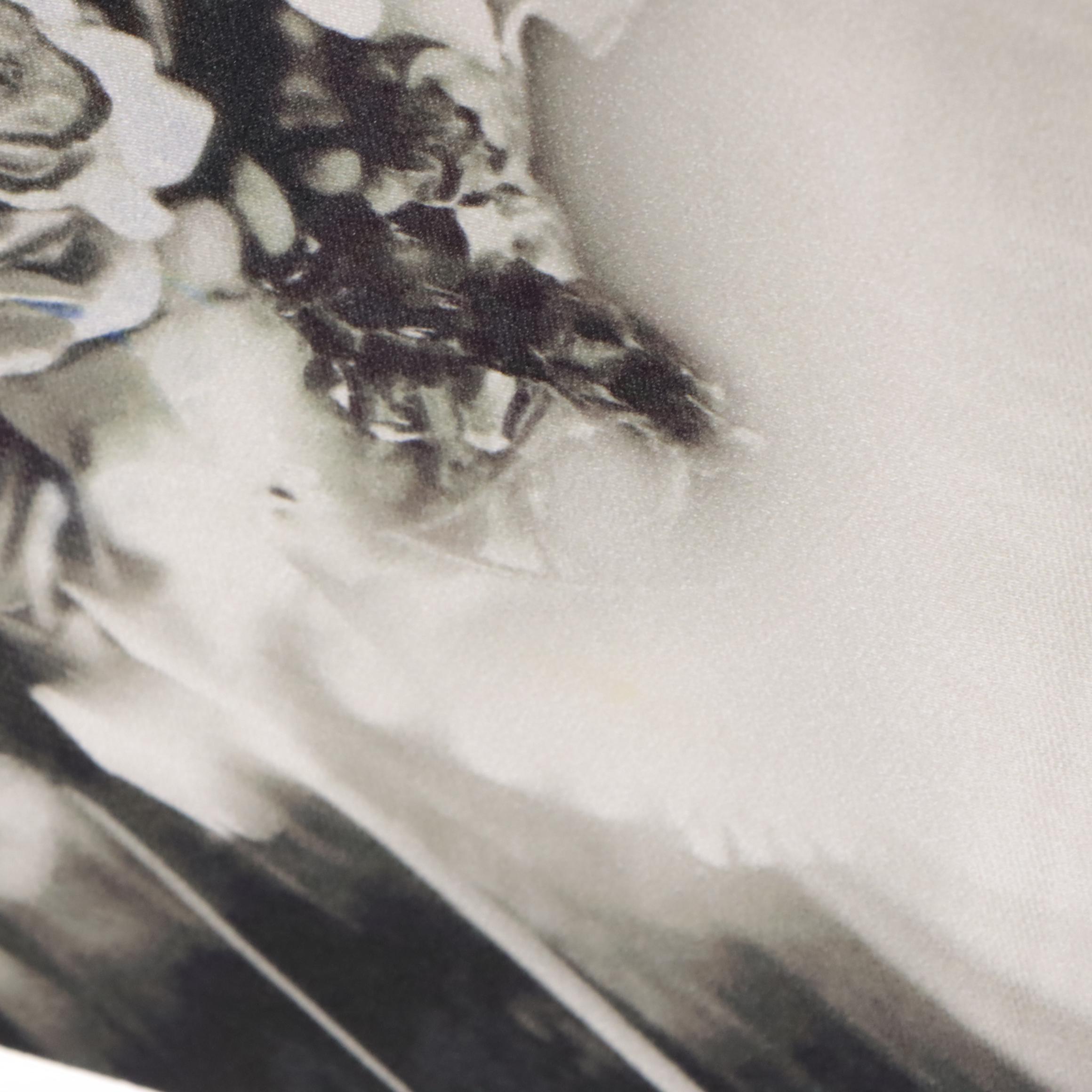 Prada Midi Skirt in Black and White Floral Print Silk