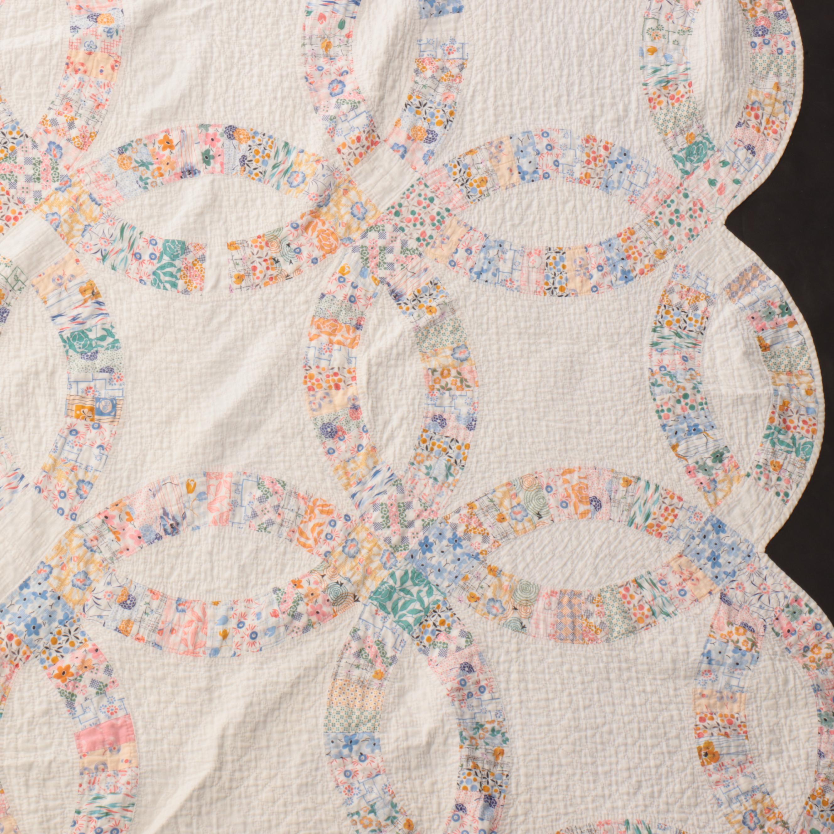 Handmade "Double Wedding Ring" and "Grandmother's Flower Garden" Quilts