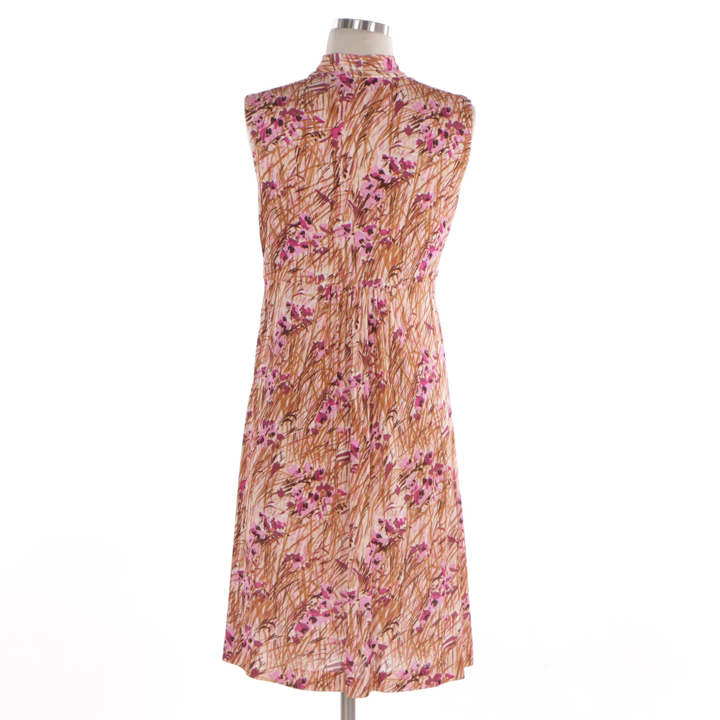 Prada Sleeveless Lavallière Dress in Floral Print Silk