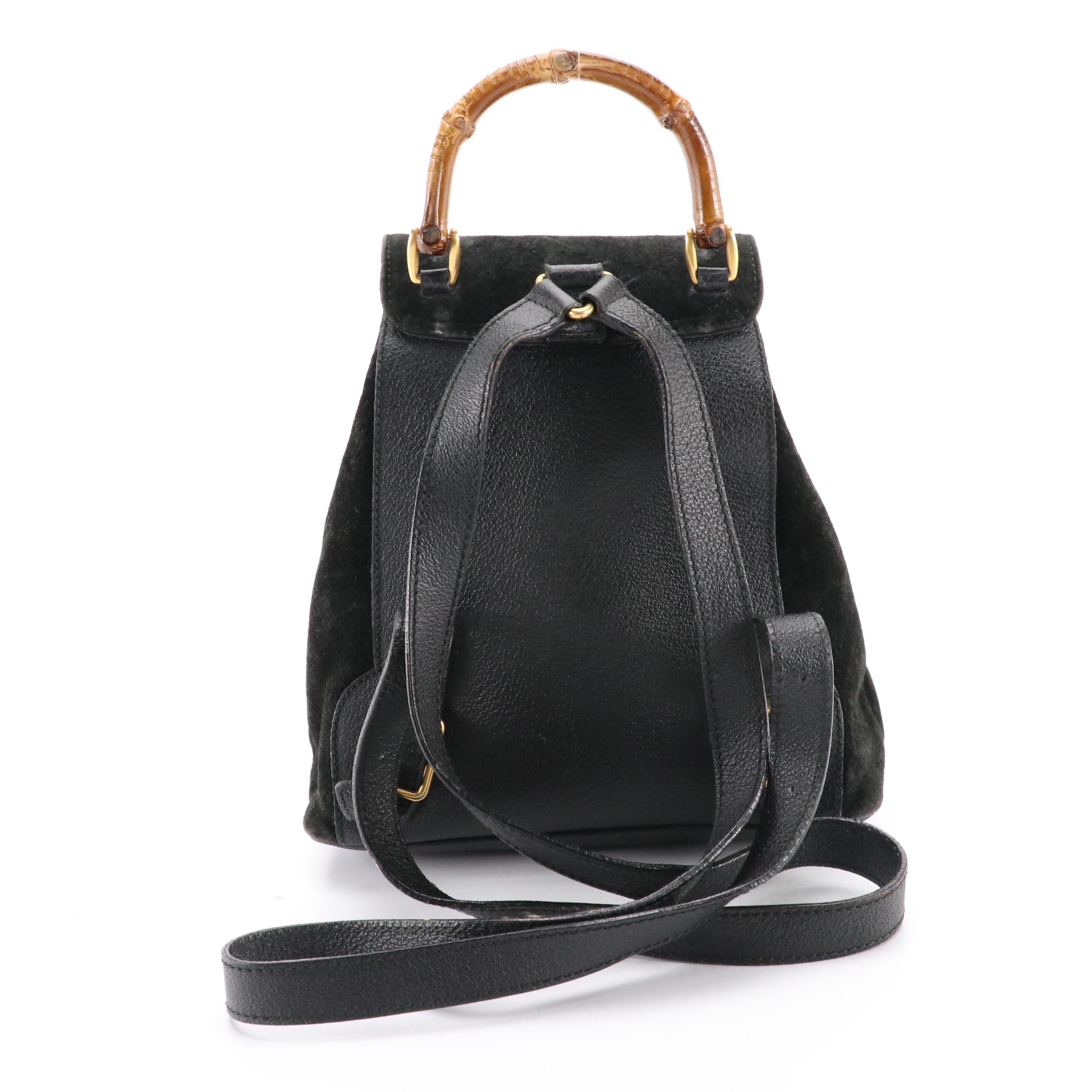 Gucci Bamboo Mini Backpack Bag in Suede and Leather