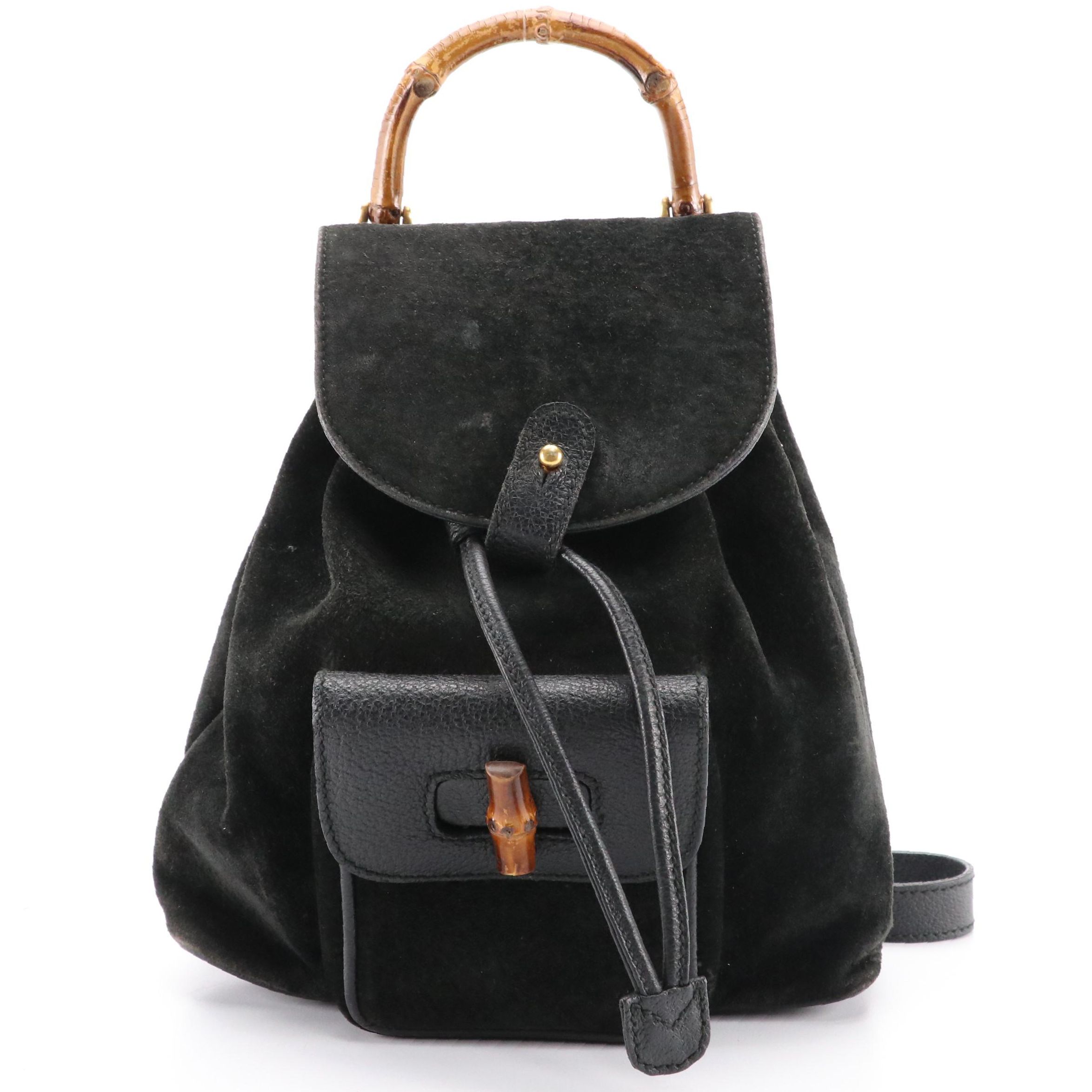 Gucci Bamboo Mini Backpack Bag in Suede and Leather