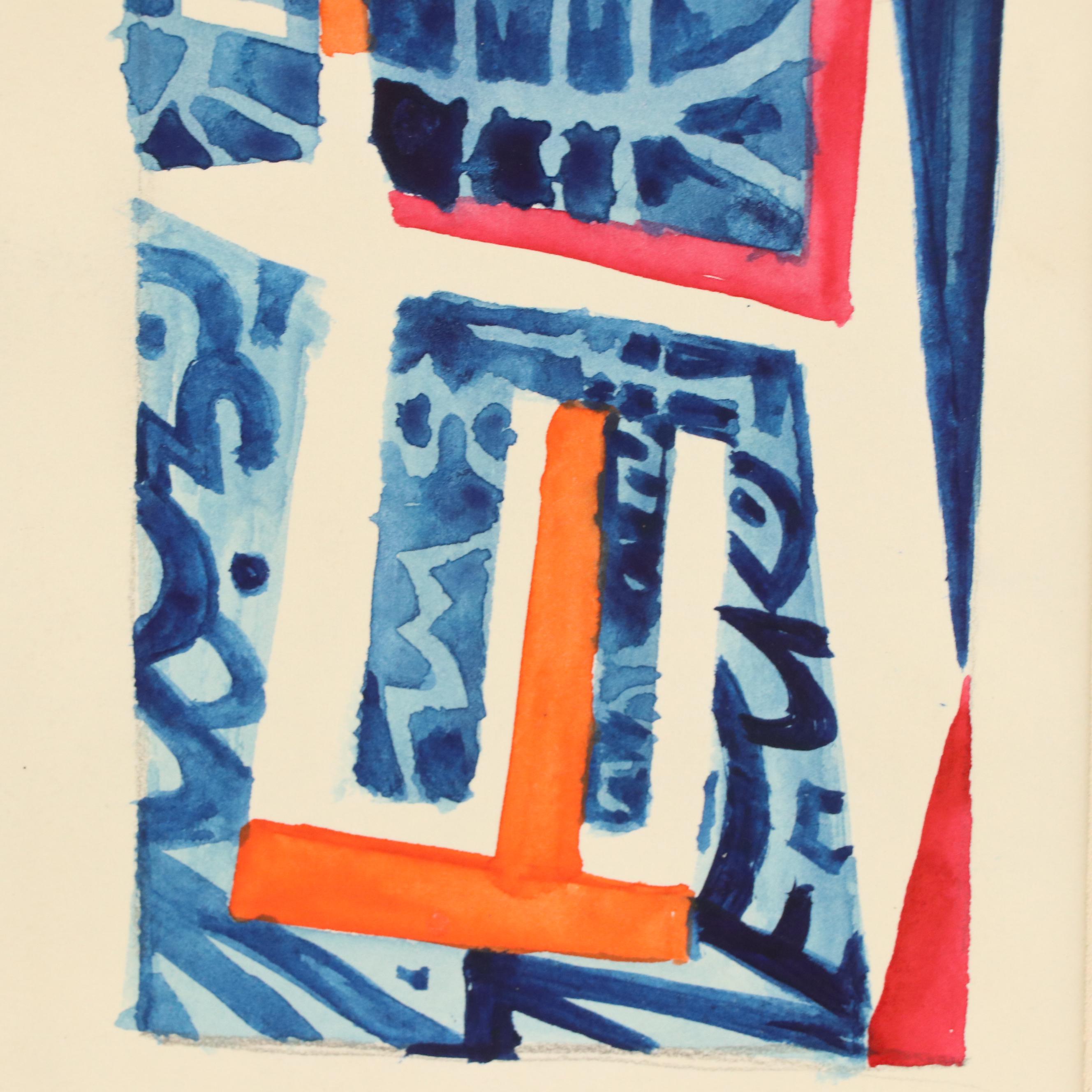 Leonard Maurer Modern Abstract Watercolor Painting "Studies for Paintings," 1964