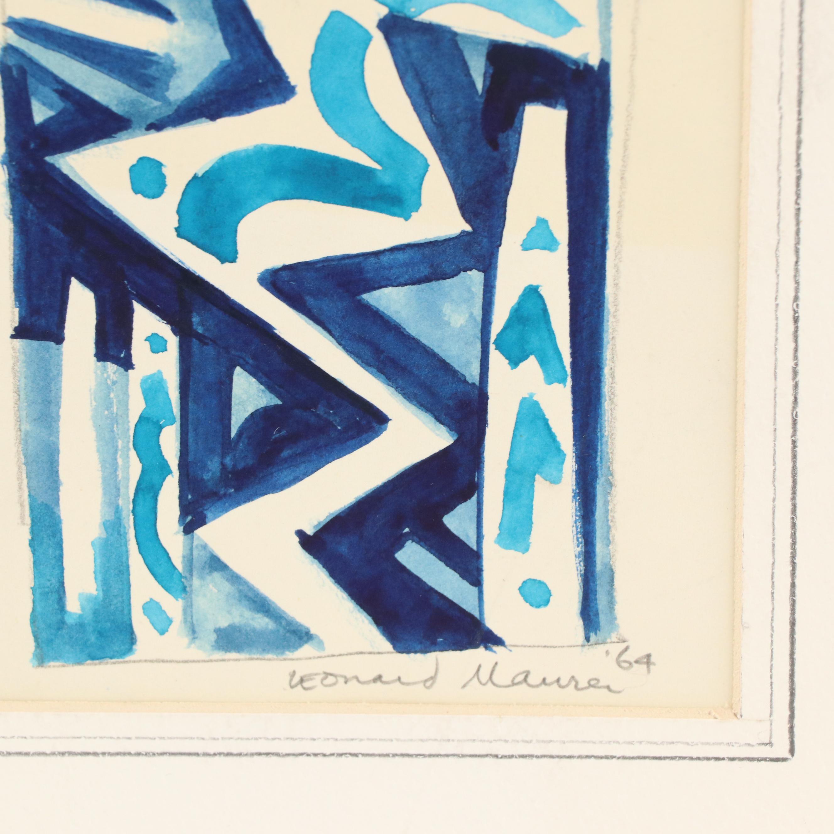 Leonard Maurer Modern Abstract Watercolor Painting "Studies for Paintings," 1964