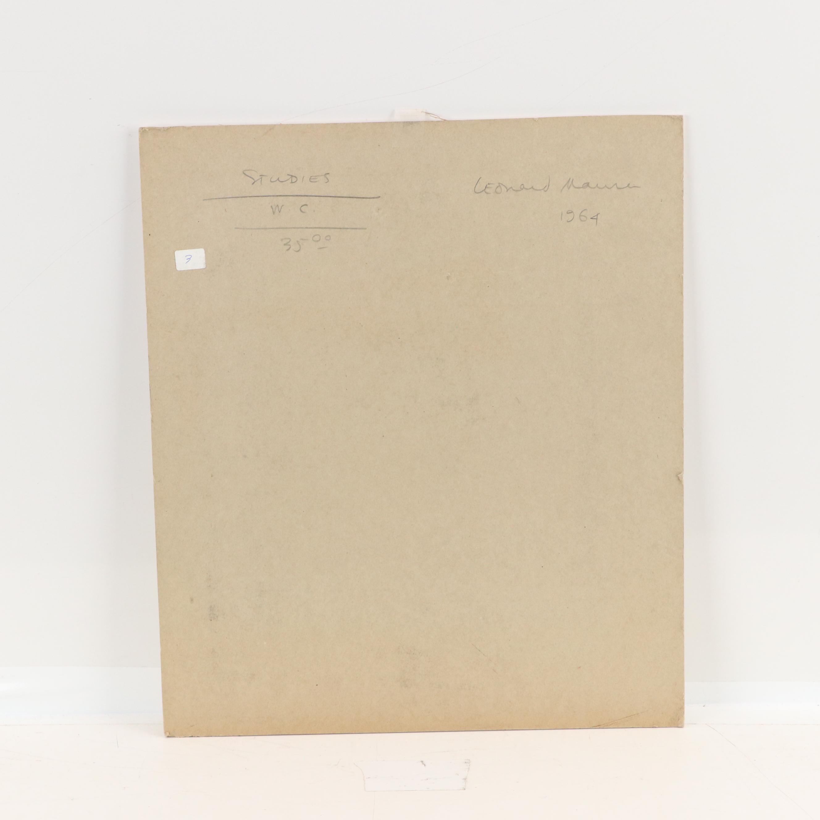 Leonard Maurer Modern Abstract Watercolor Painting "Studies for Paintings," 1964