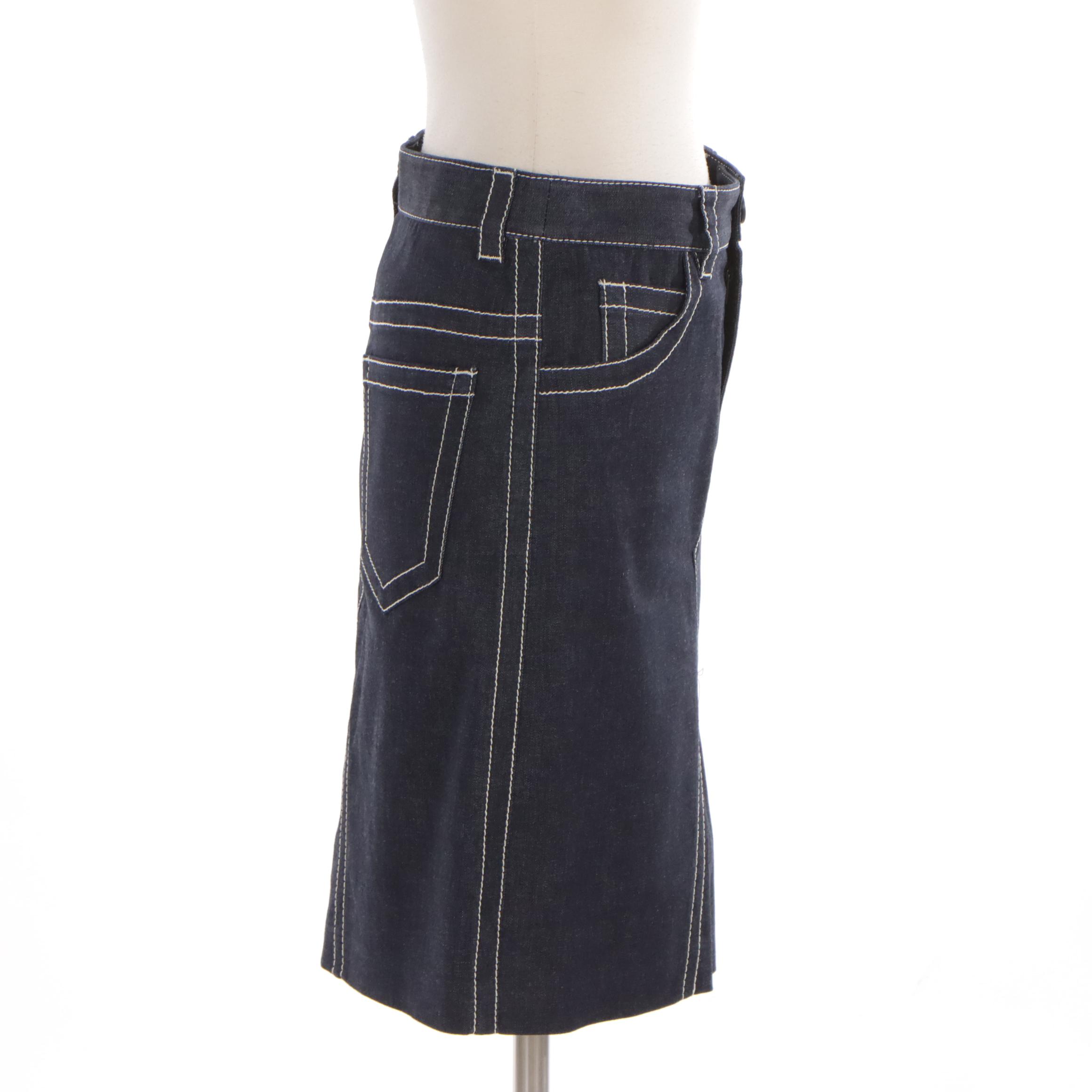 Prada Denim Skirt with Contrast Stitching