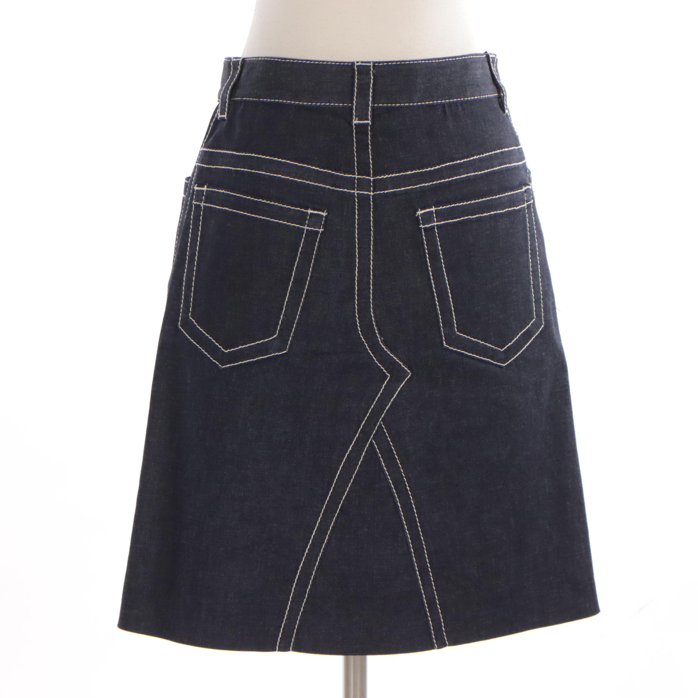 Prada Denim Skirt with Contrast Stitching