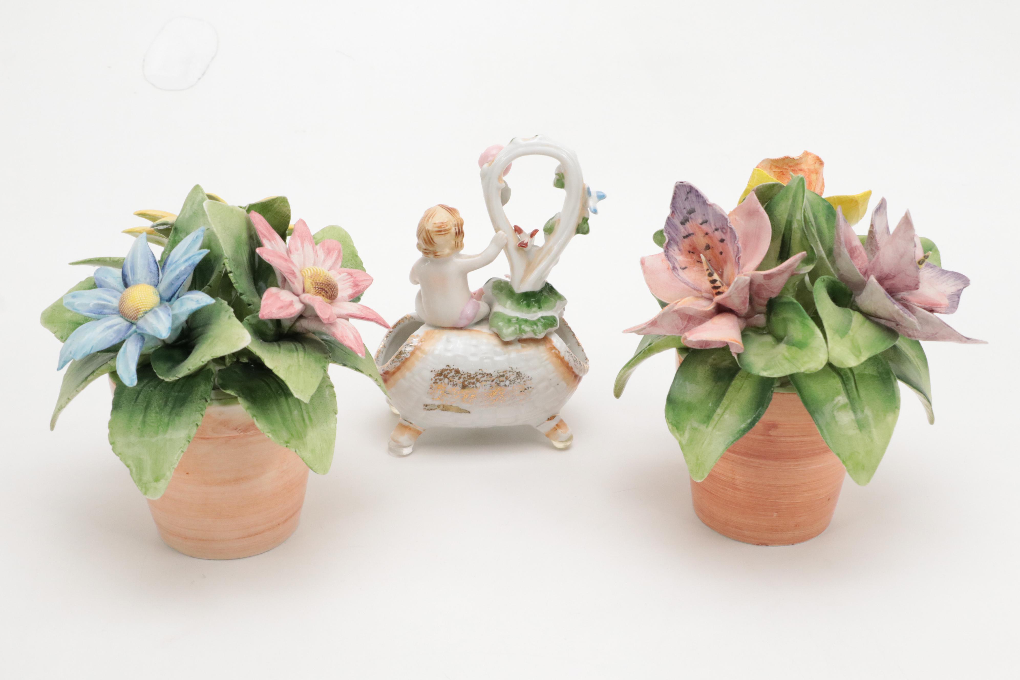 French Limoges Porcelain Lidded Box With Italian and Japanese Porcelain Décor