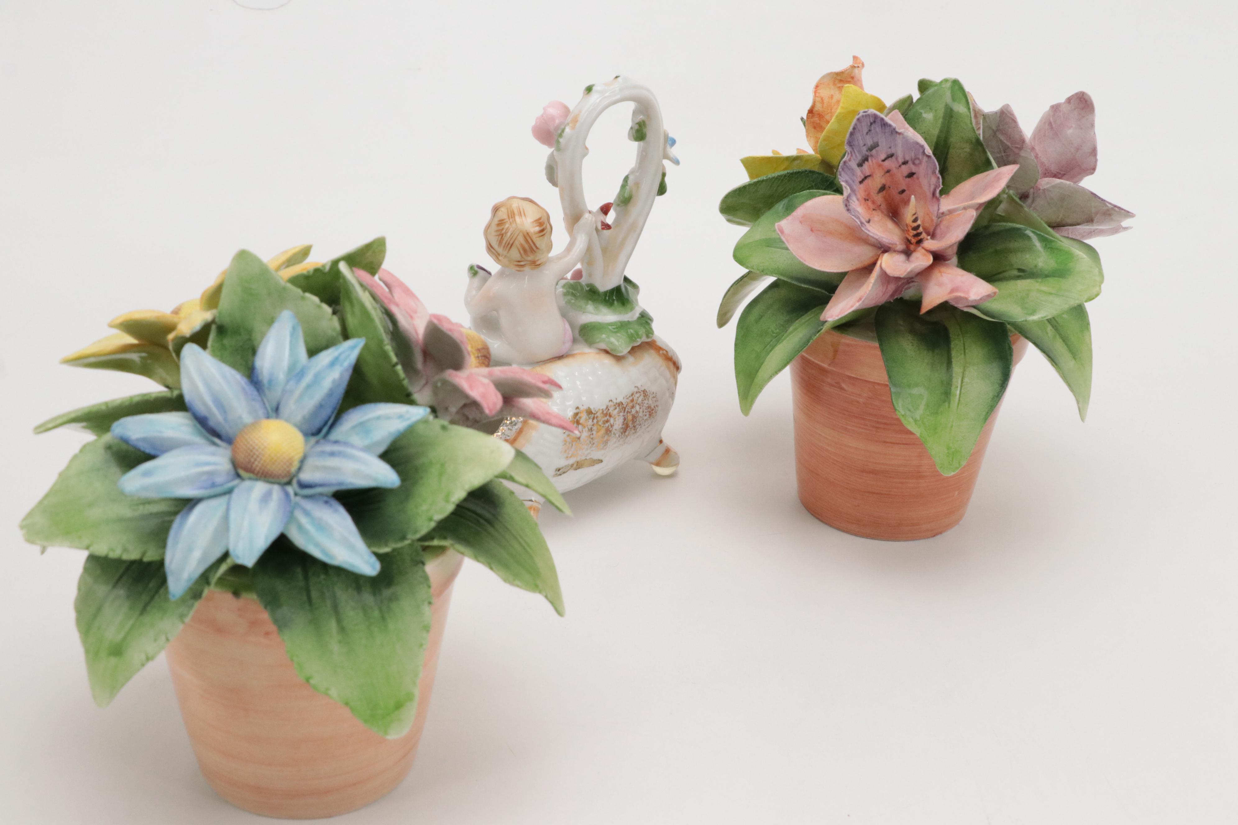 French Limoges Porcelain Lidded Box With Italian and Japanese Porcelain Décor