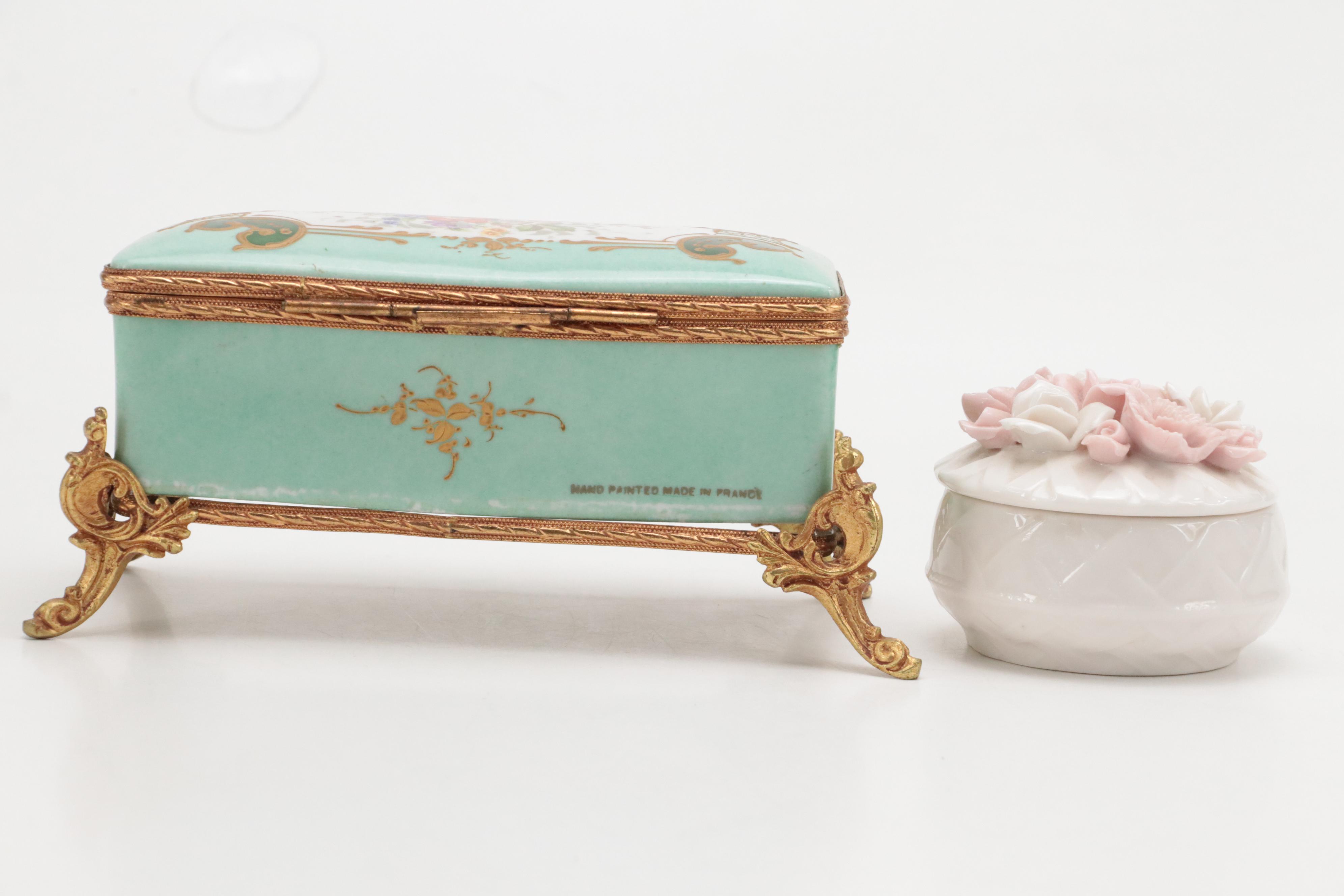 French Limoges Porcelain Lidded Box With Italian and Japanese Porcelain Décor
