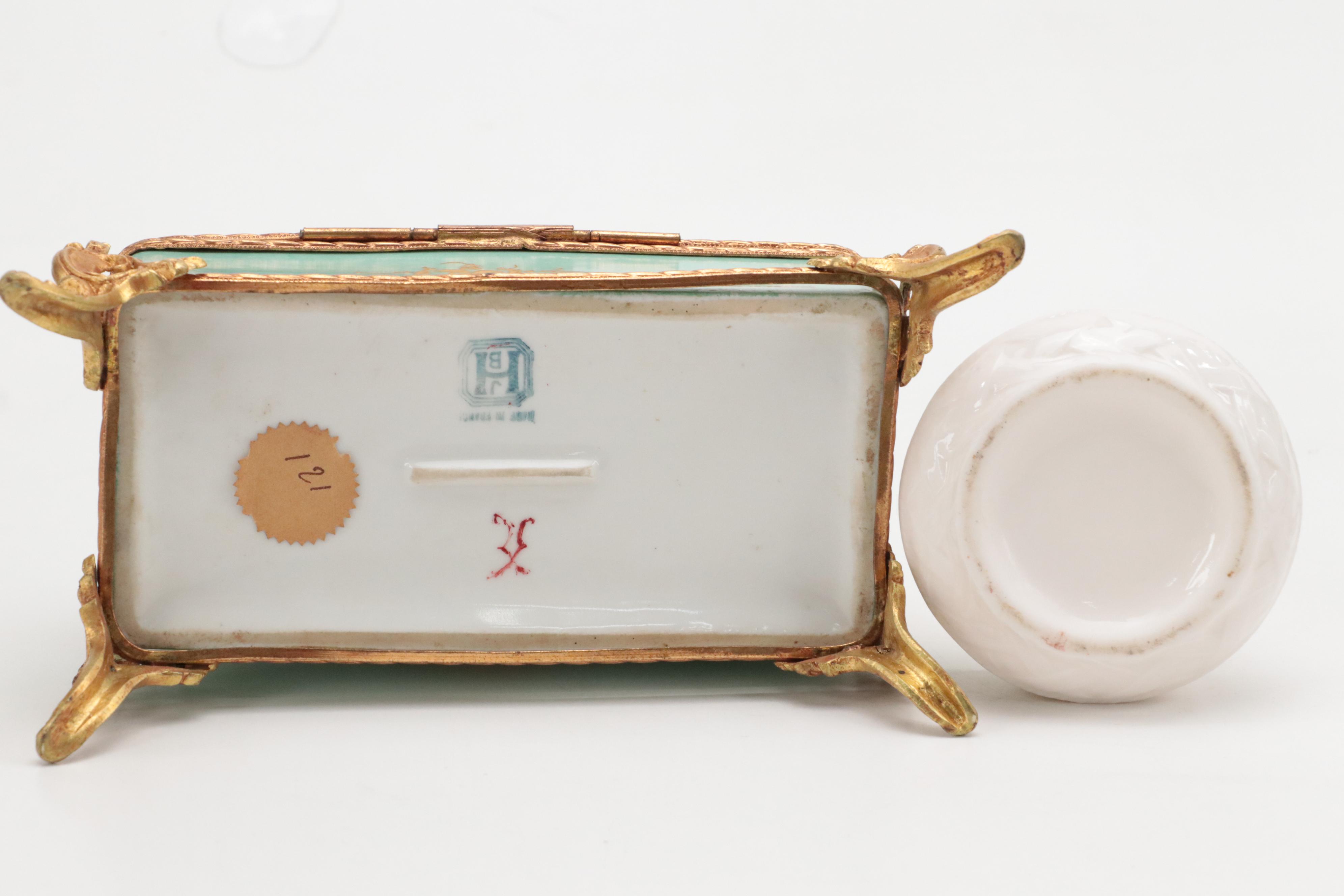 French Limoges Porcelain Lidded Box With Italian and Japanese Porcelain Décor