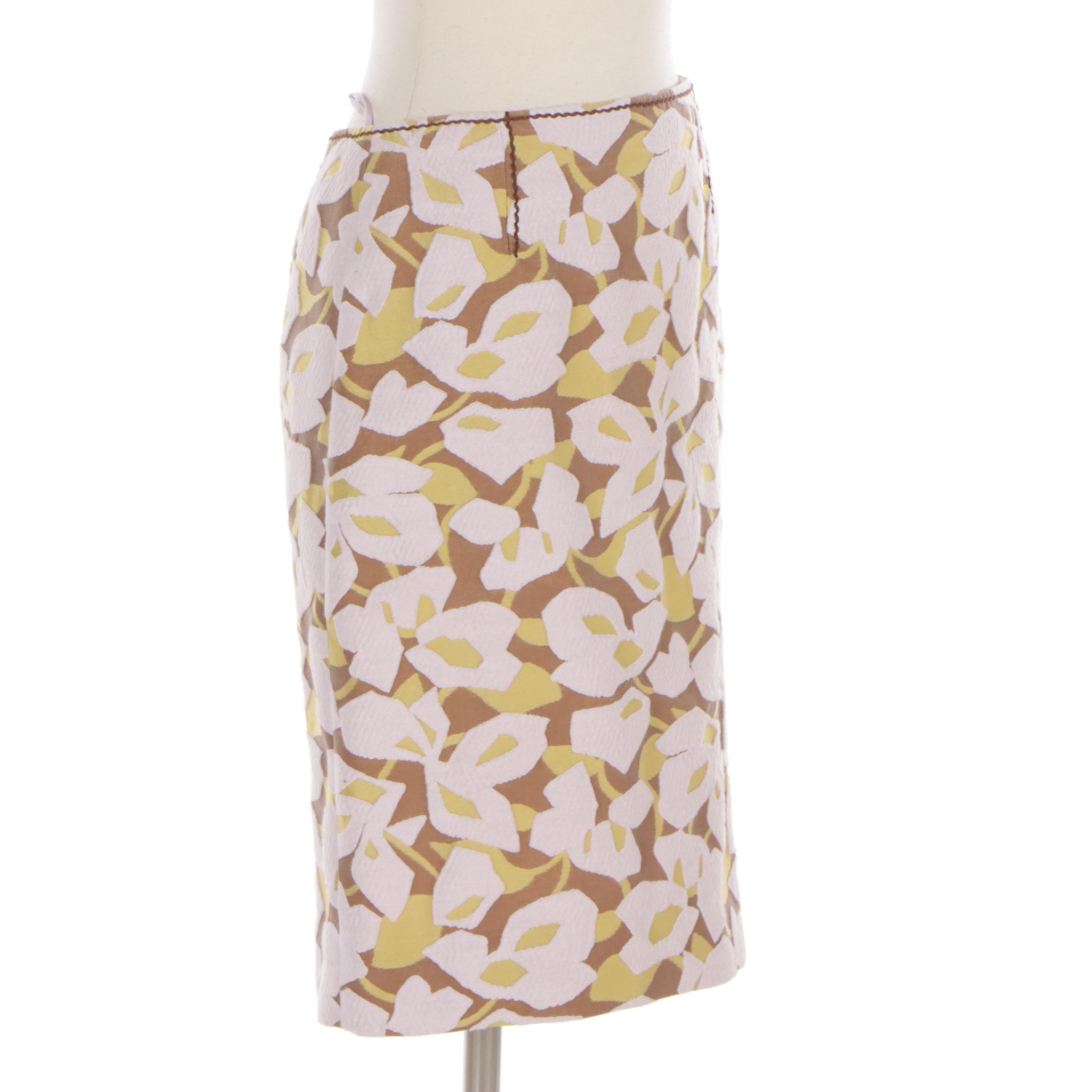 Prada Textured Jacquard Skirt with Stitching Detail