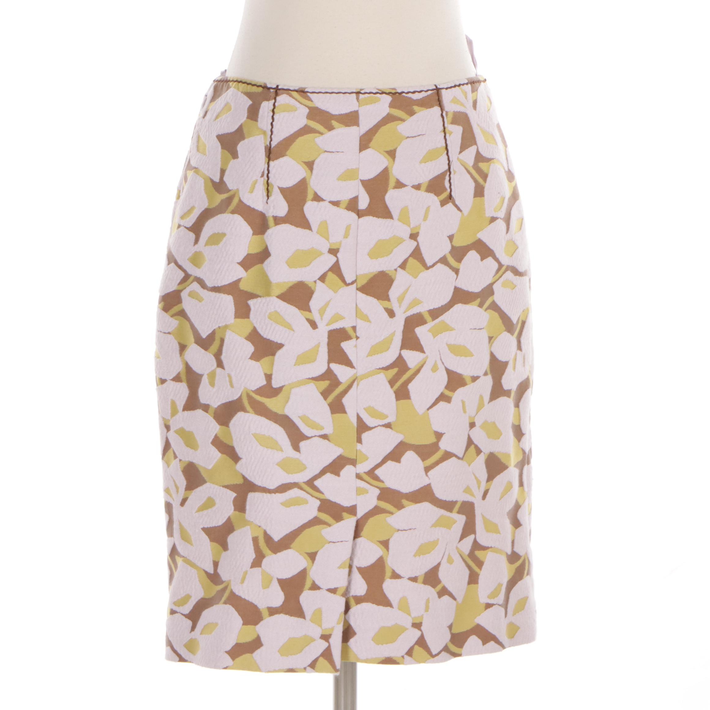 Prada Textured Jacquard Skirt with Stitching Detail