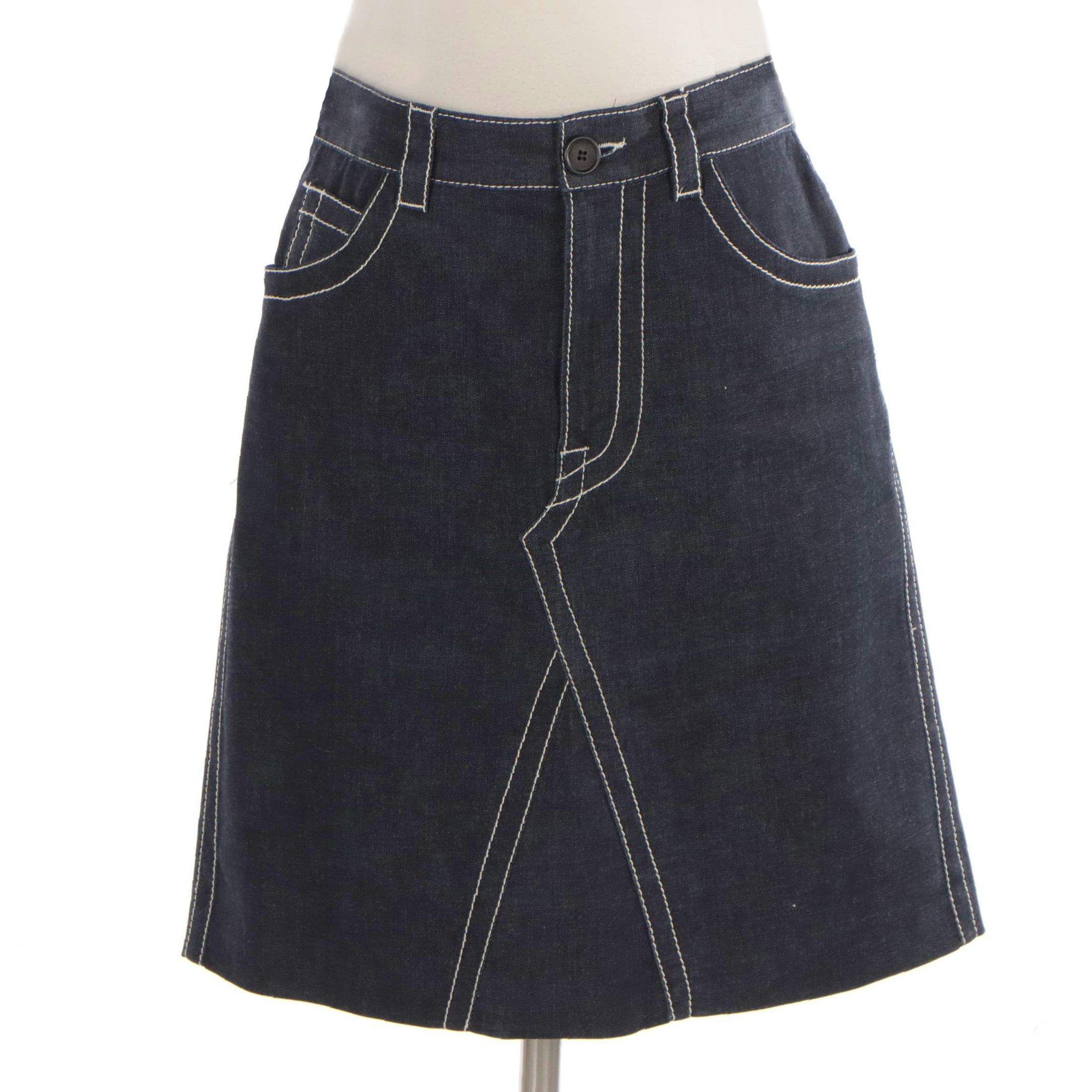 Prada Denim Skirt with Contrast Stitching