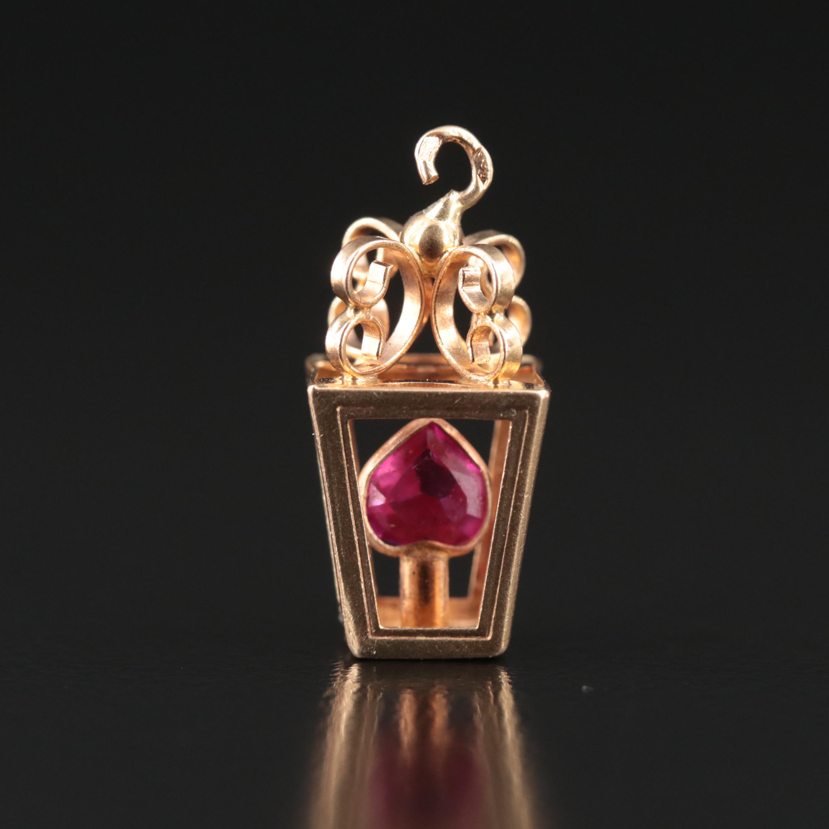 French 18K Ruby Lantern Charm