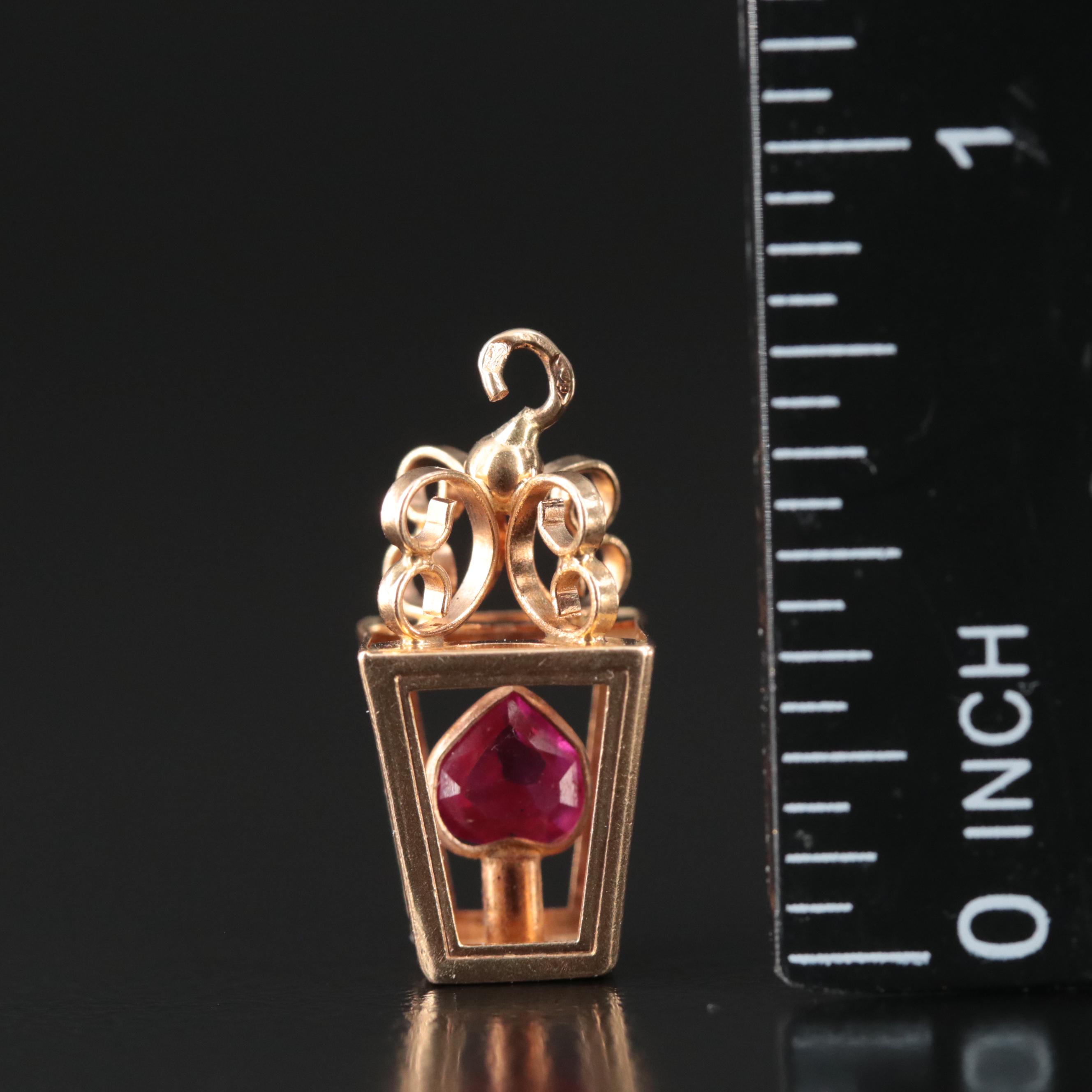 French 18K Ruby Lantern Charm