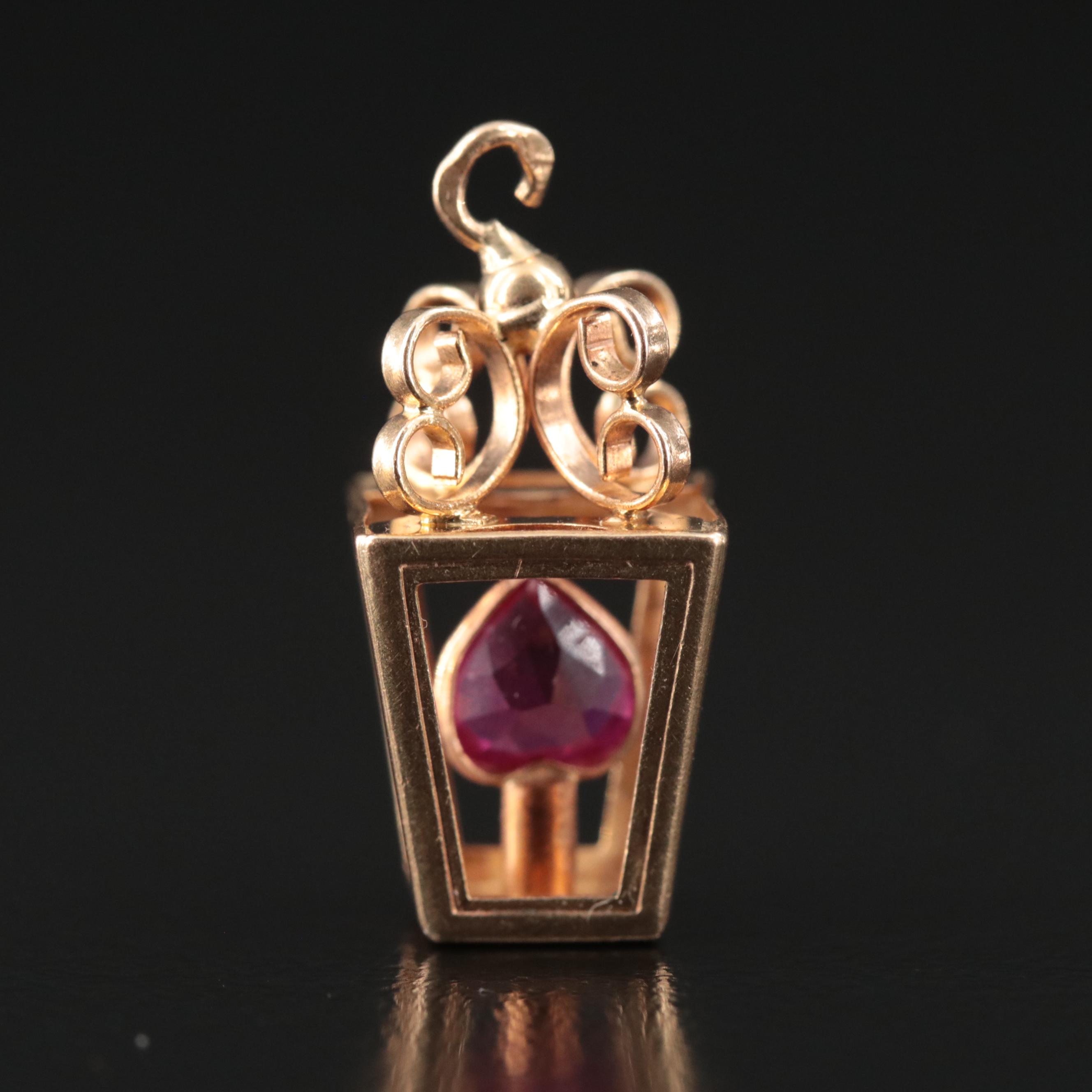 French 18K Ruby Lantern Charm