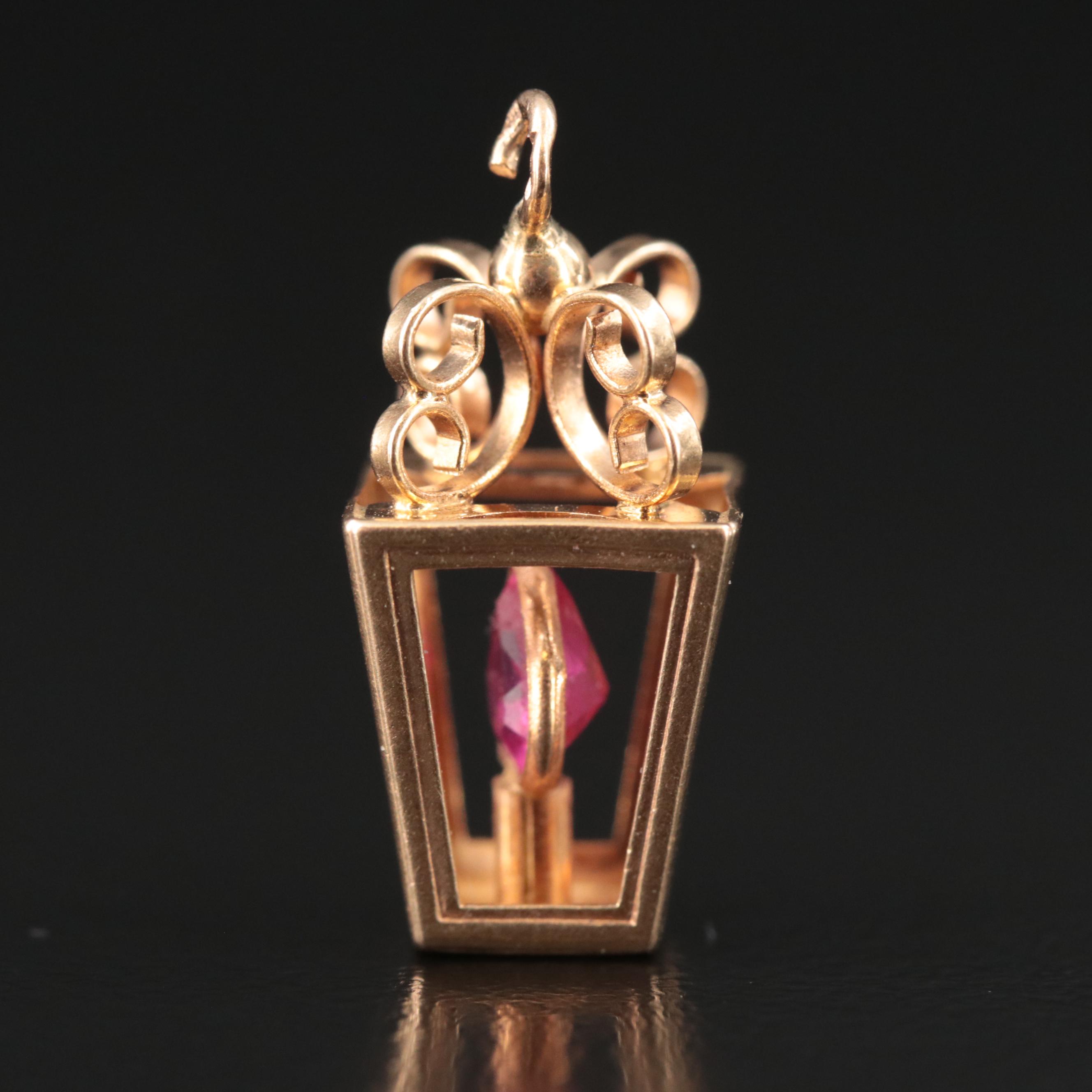 French 18K Ruby Lantern Charm
