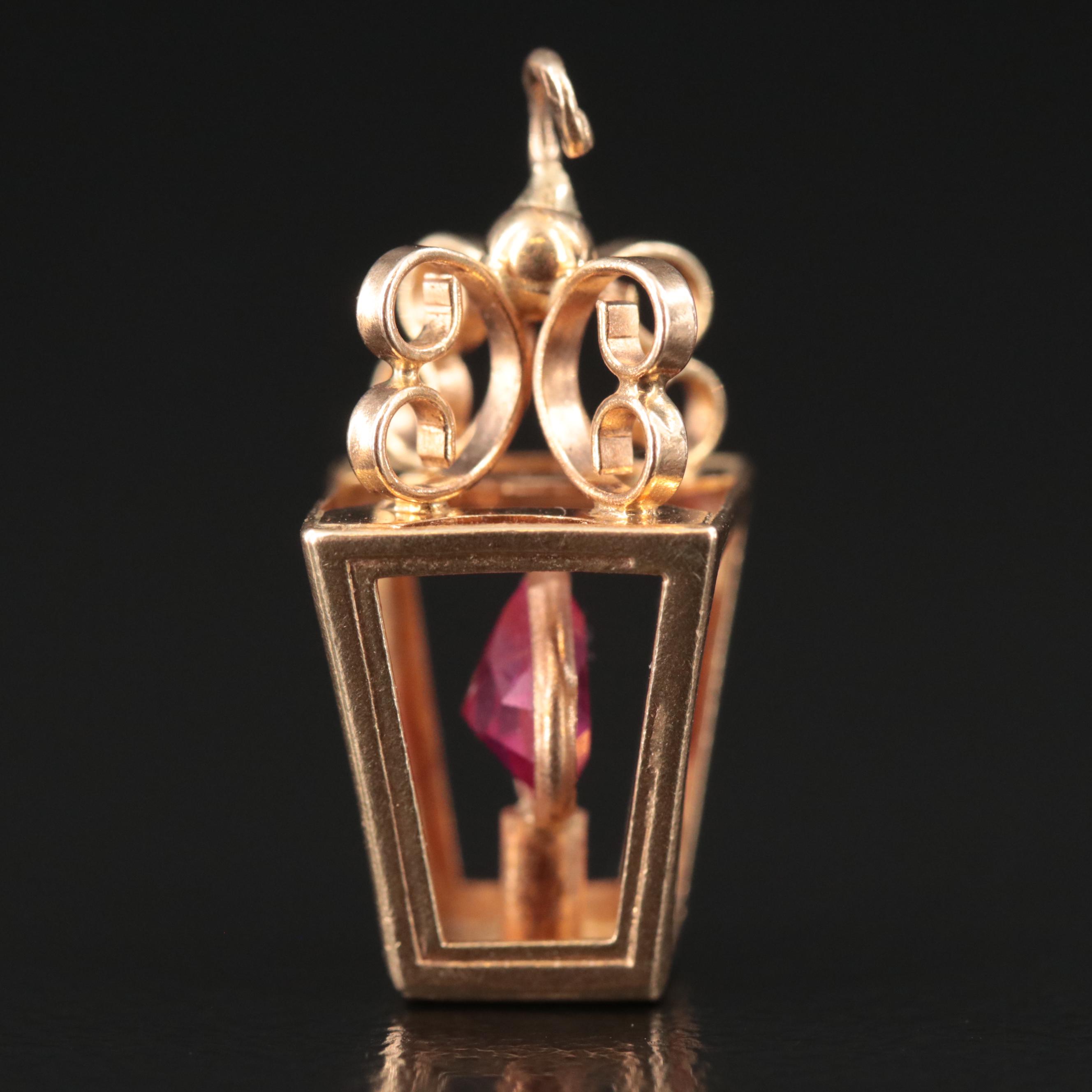 French 18K Ruby Lantern Charm