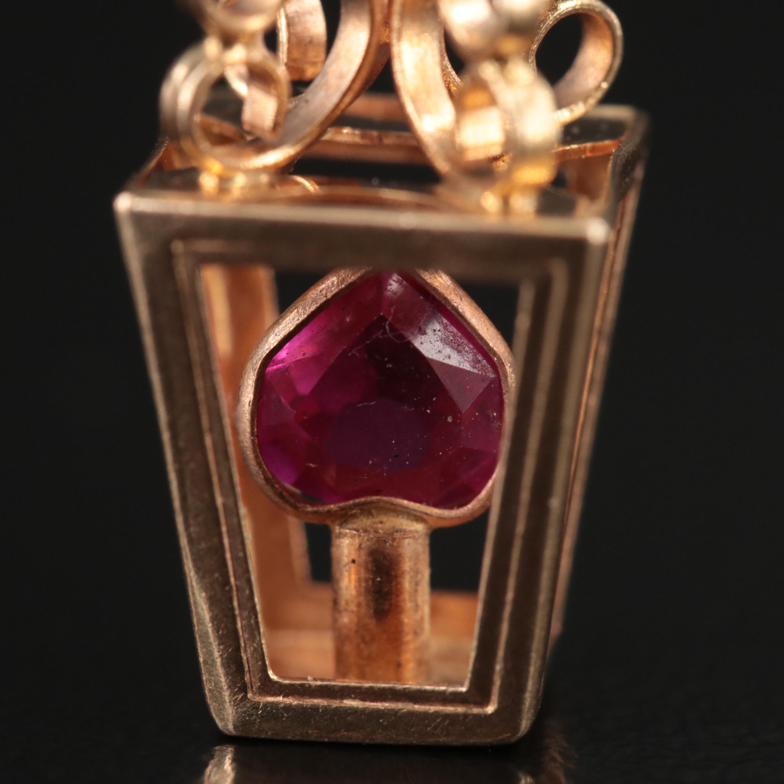 French 18K Ruby Lantern Charm