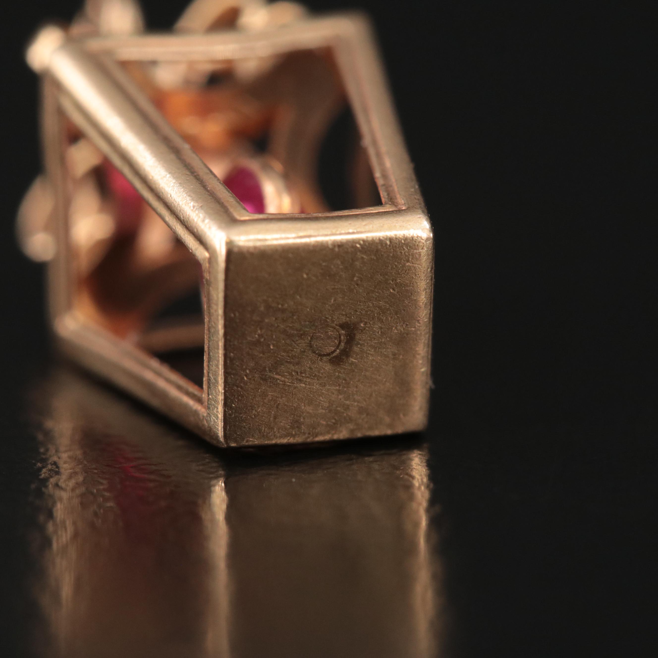 French 18K Ruby Lantern Charm