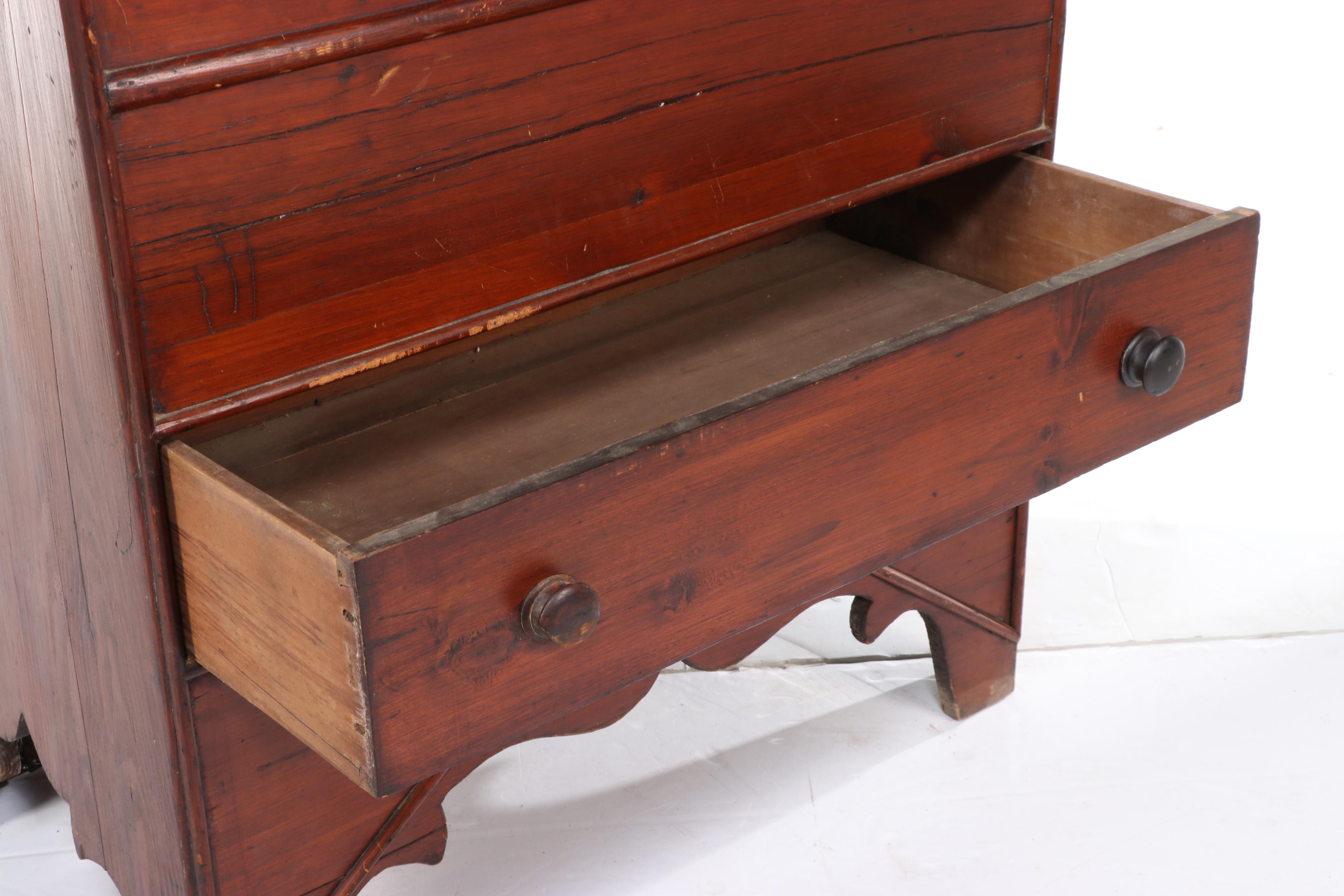 American Primitive Pine Mule Chest, Early 19th Century