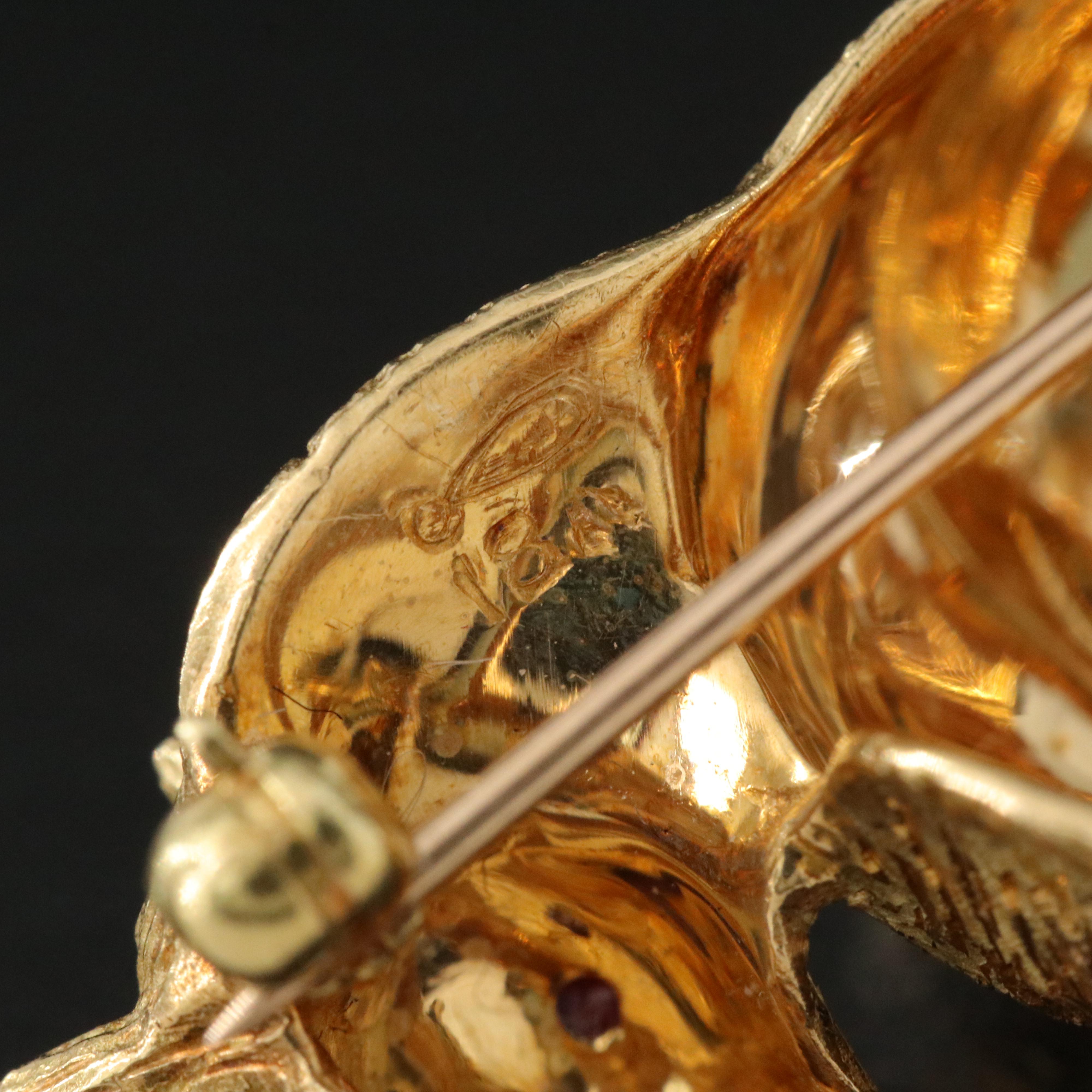 Peter Lindeman 18K and 14K Ruby and Diamond Articulated Horse Brooch