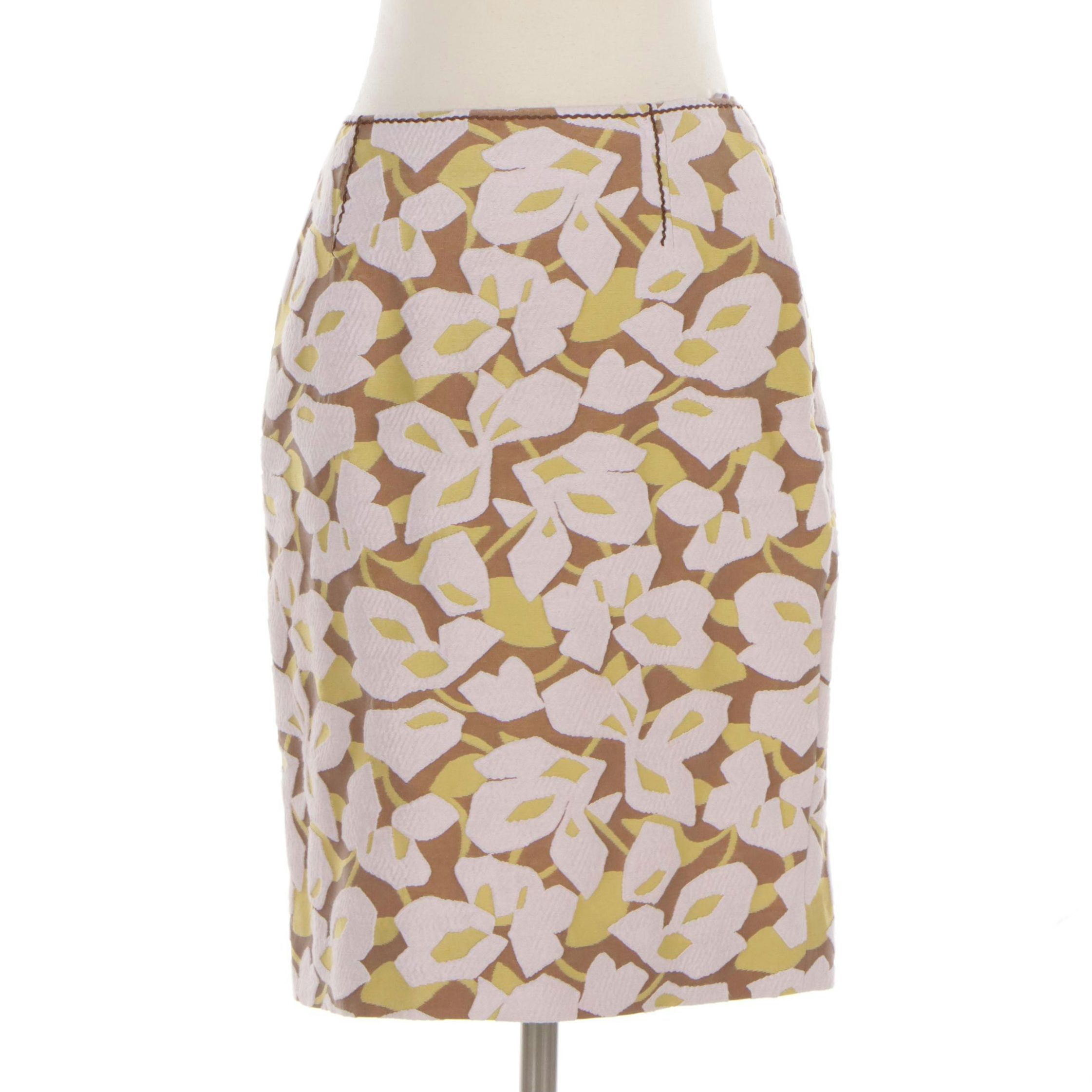 Prada Textured Jacquard Skirt with Stitching Detail