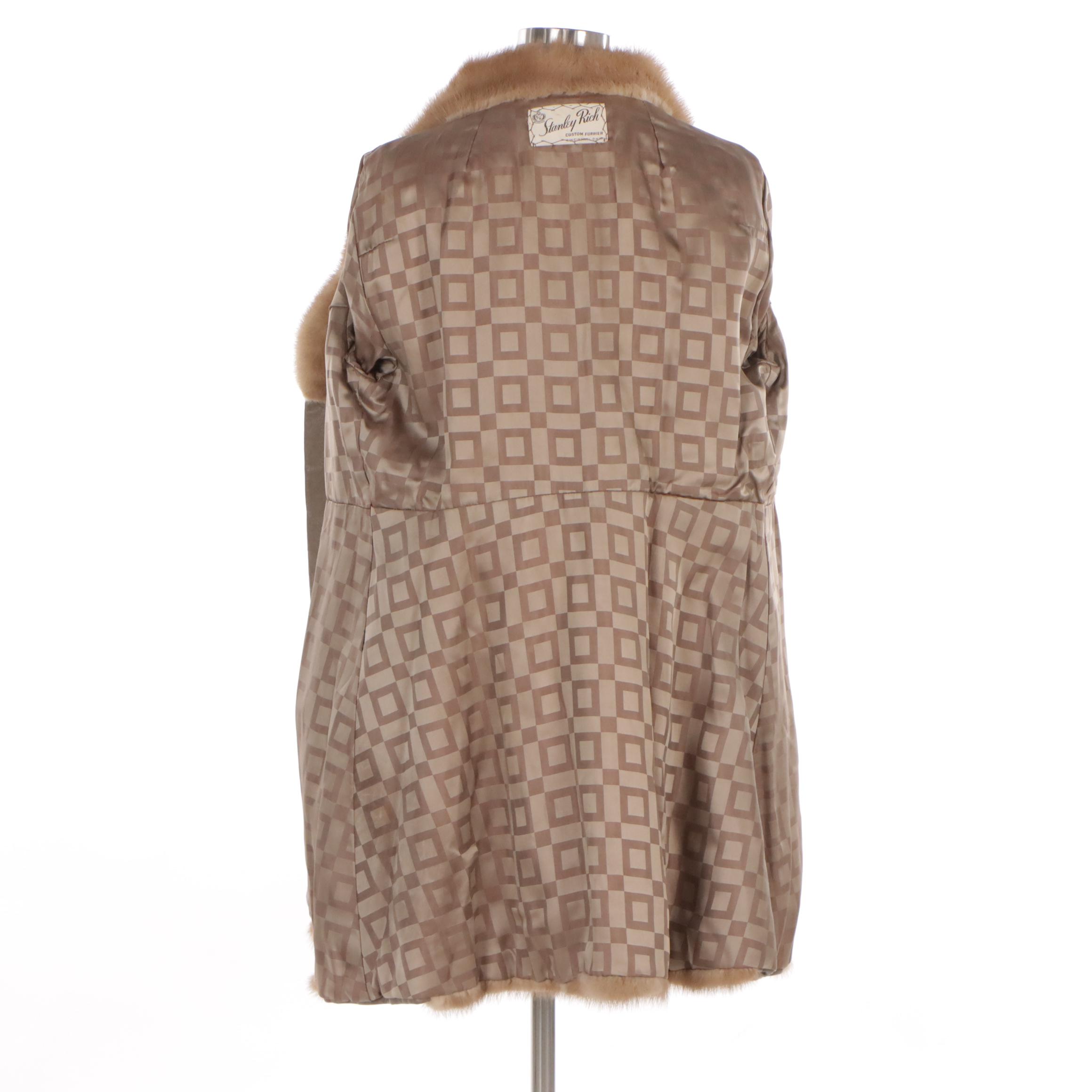 Pastel Mink Fur and Leather Semi-Fitted Belted Coat from Stanley Rich